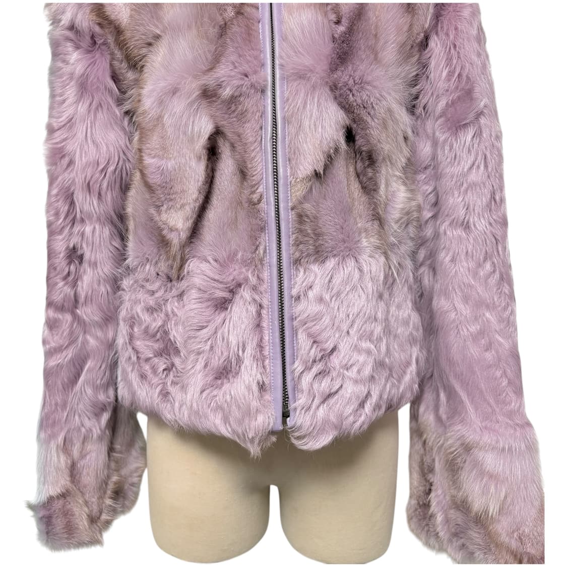3686 연보라 양가죽 양털 여우털 퍼자켓 상품이미지3