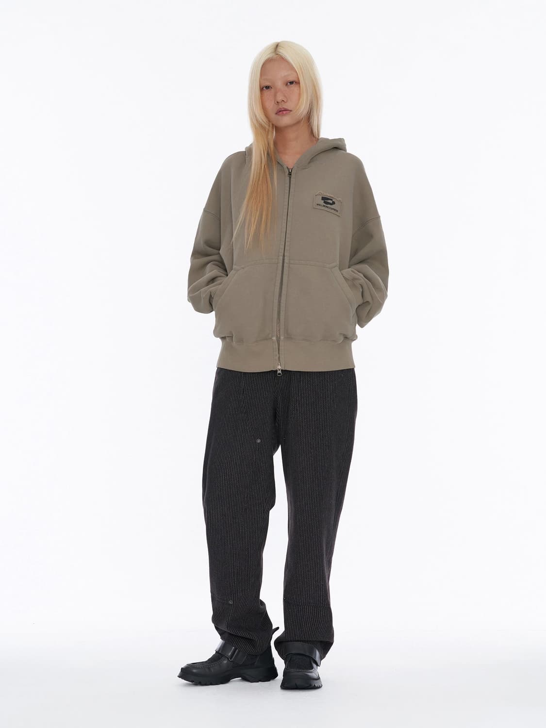 웰빙익스프레스 로고 패치 집업 모카 상품이미지6