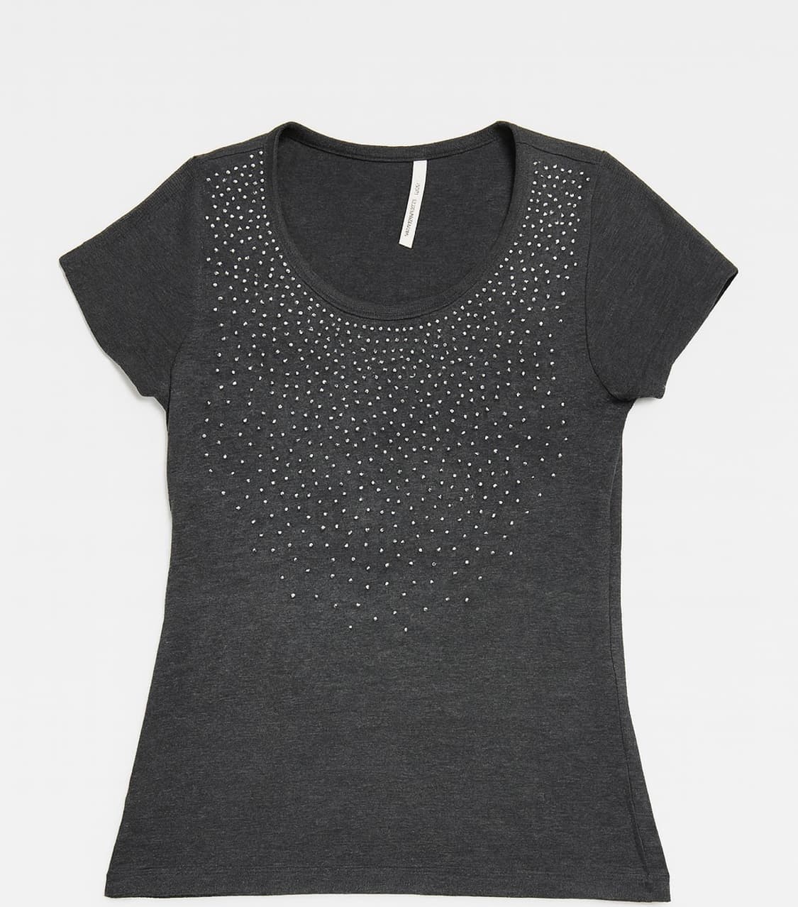 Crystal Embellished Charcoal Gray T-Shir 상품이미지1