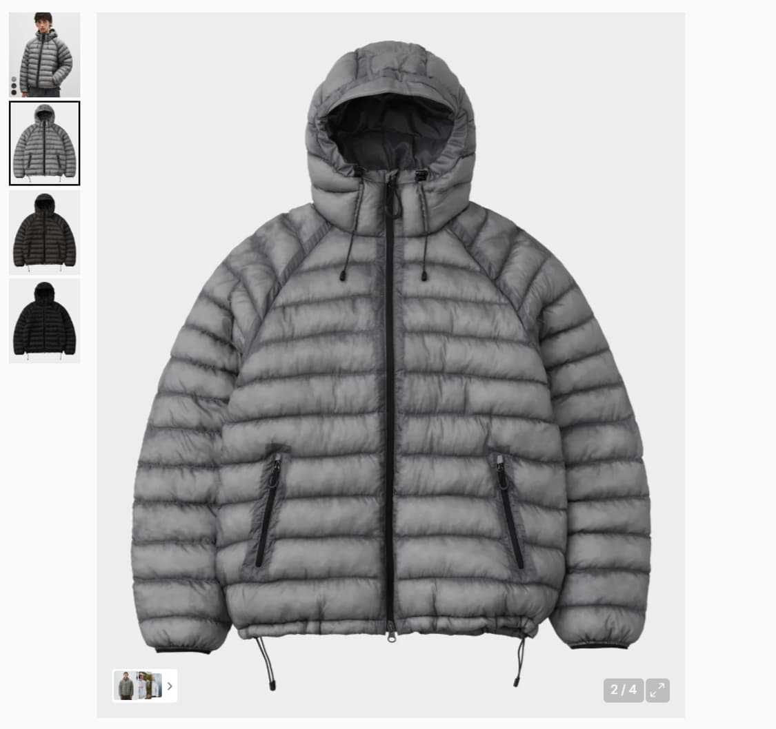 예약.. L 새제품) 수아레 시어쉘 경량 패딩 그레이 100 ~ 105 상품이미지3