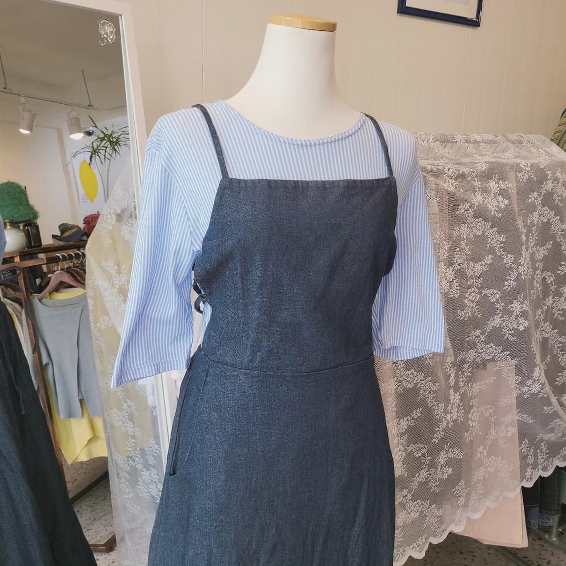 생지데님 에이프런 원피스 상품이미지2