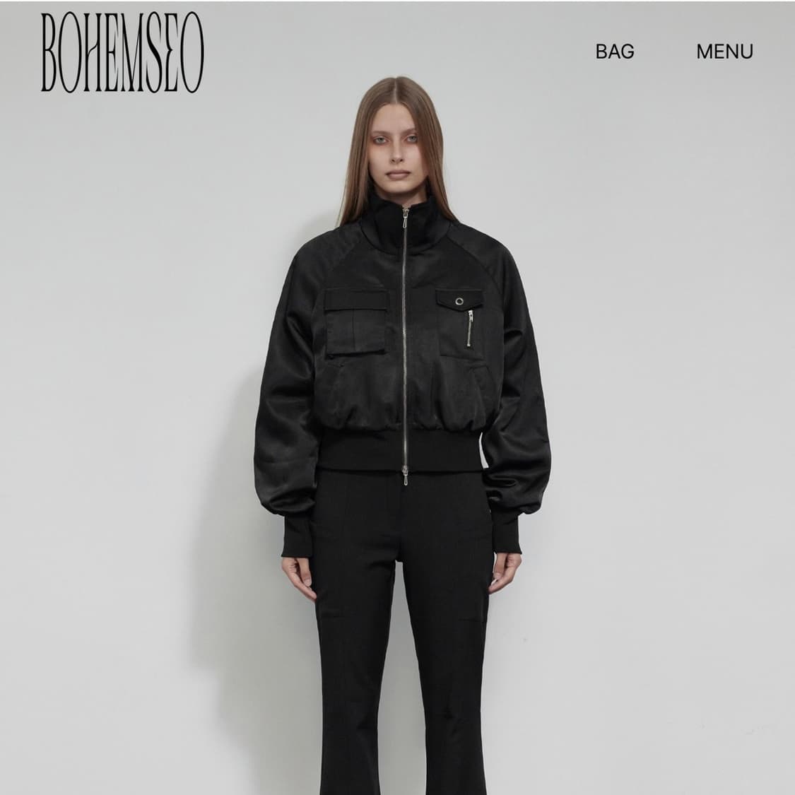 보헤미안서울 글로시 포켓 점퍼 블랙 상품이미지1