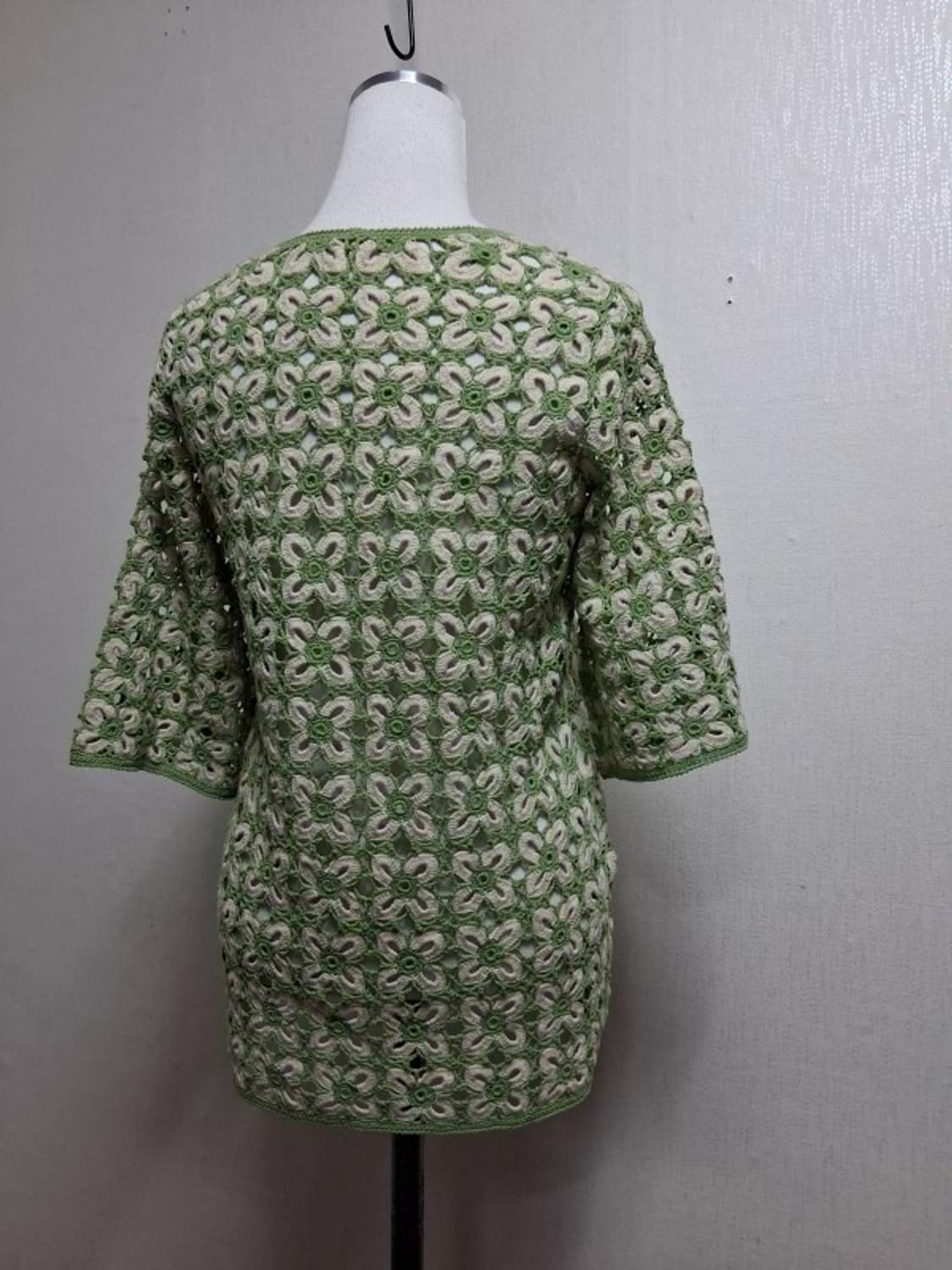 일본빈티지 핸드메이드 모티브 뜨게 크로셰 반팔탑 5566 상품이미지2