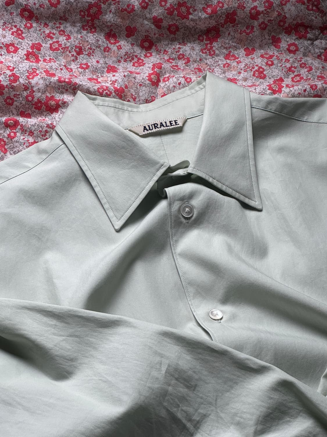 [4]오라리 셔츠 washed finx twill shirt 라이트올리브 상품이미지1