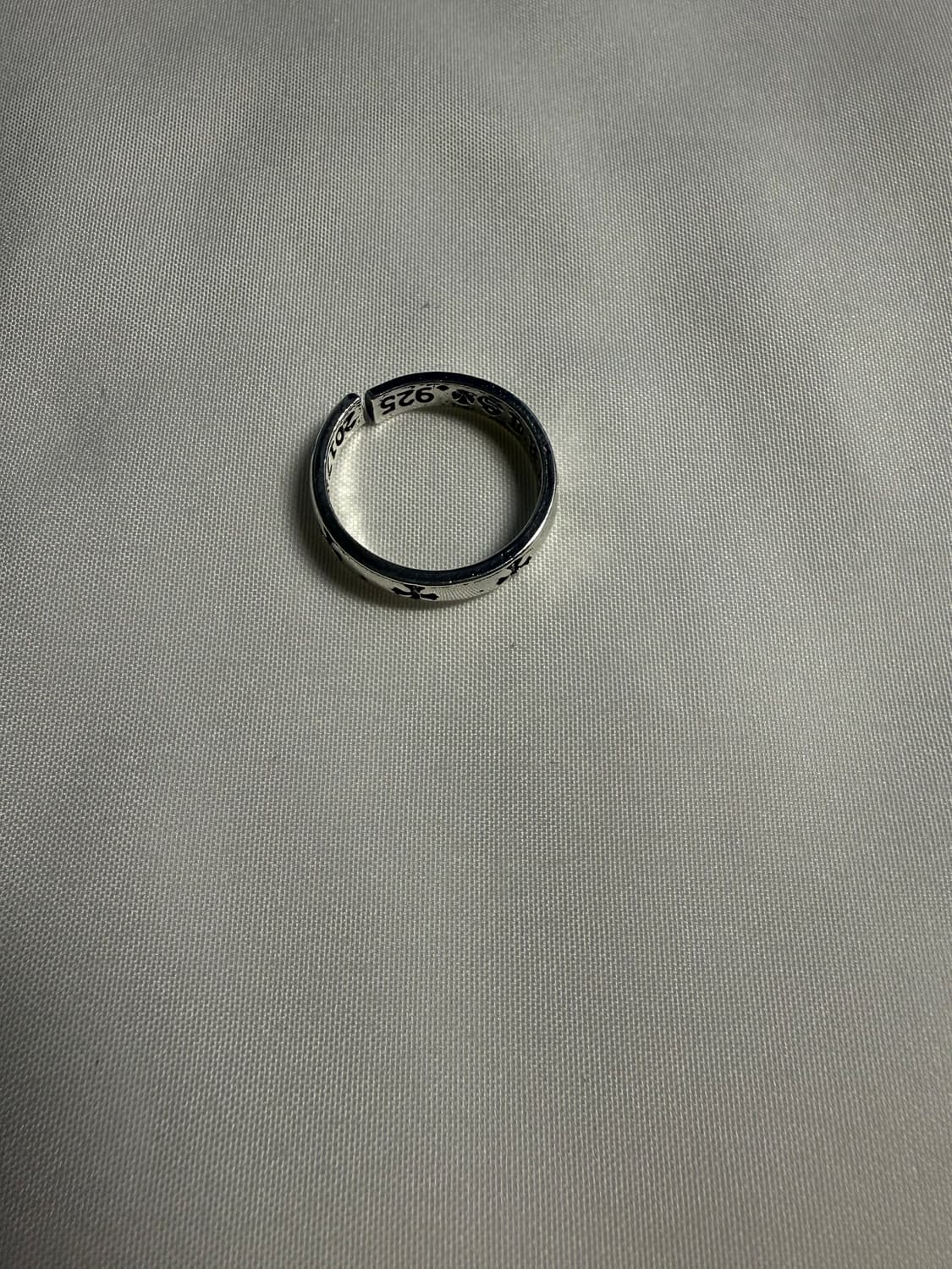 925 실버  크롬 크로스 패턴 오픈링 남여공용 상품이미지3