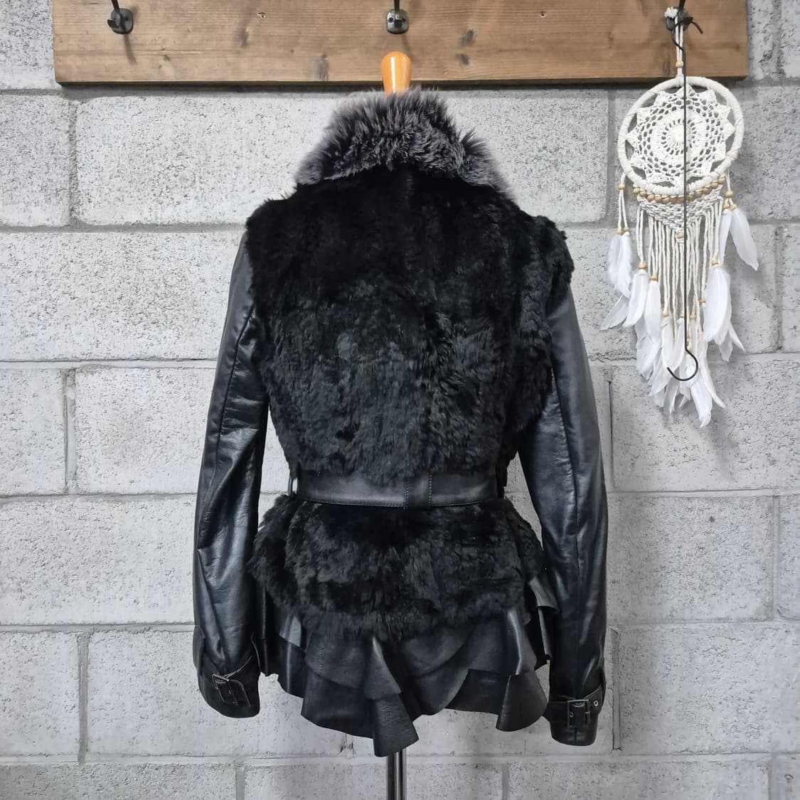 폭스렉스배색 빈티지가죽프릴자켓 상품이미지7