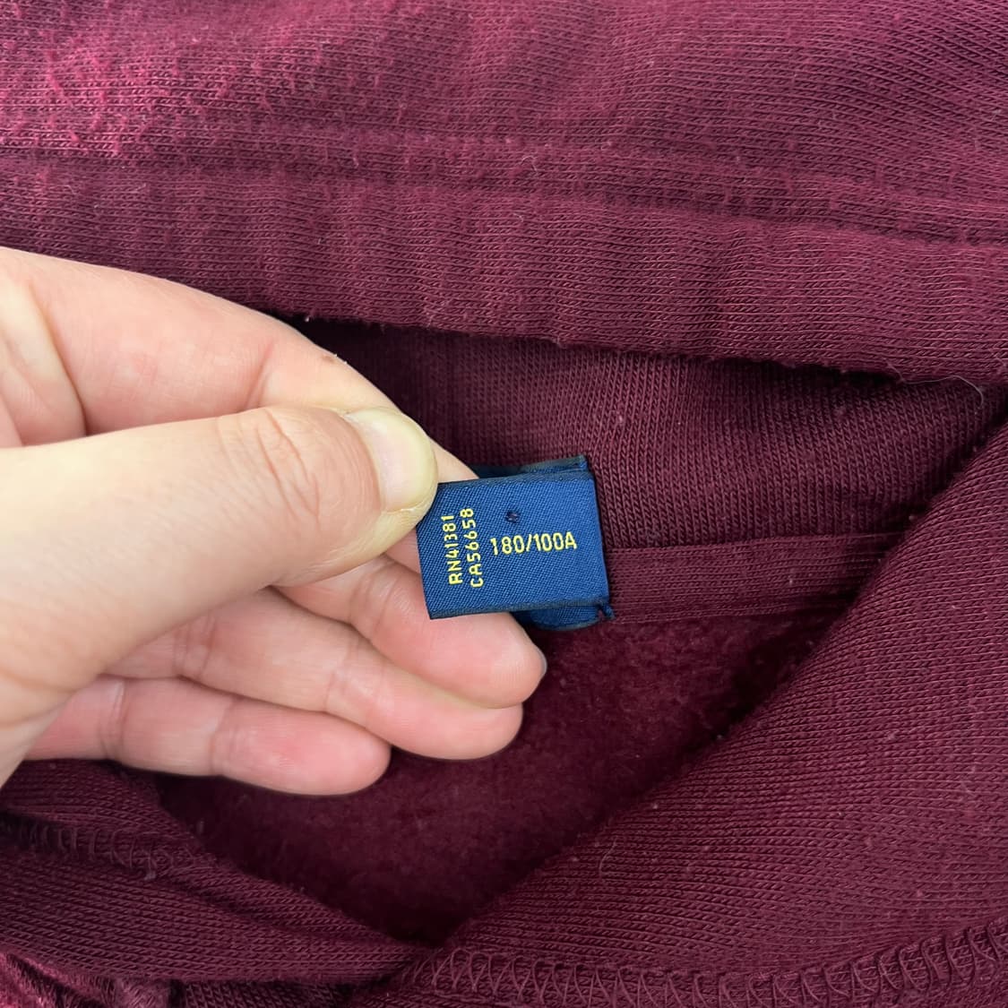 100 폴로랄프로렌 빅로고 스펠아웃 버건디 후드티 상품이미지4