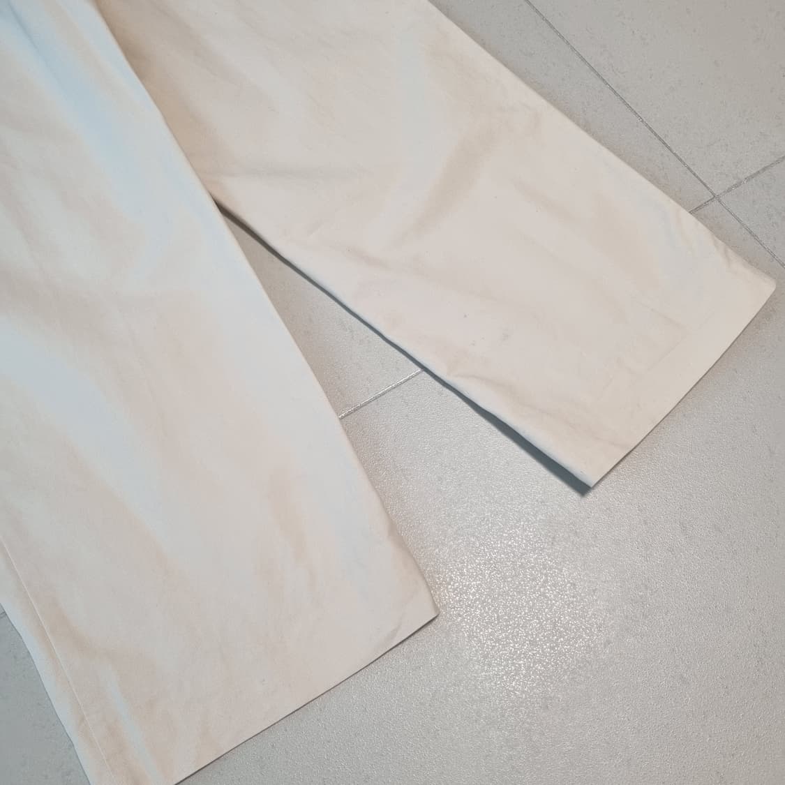 오르 베이지 벨트 코튼 와이드 팬츠 M 상품이미지4