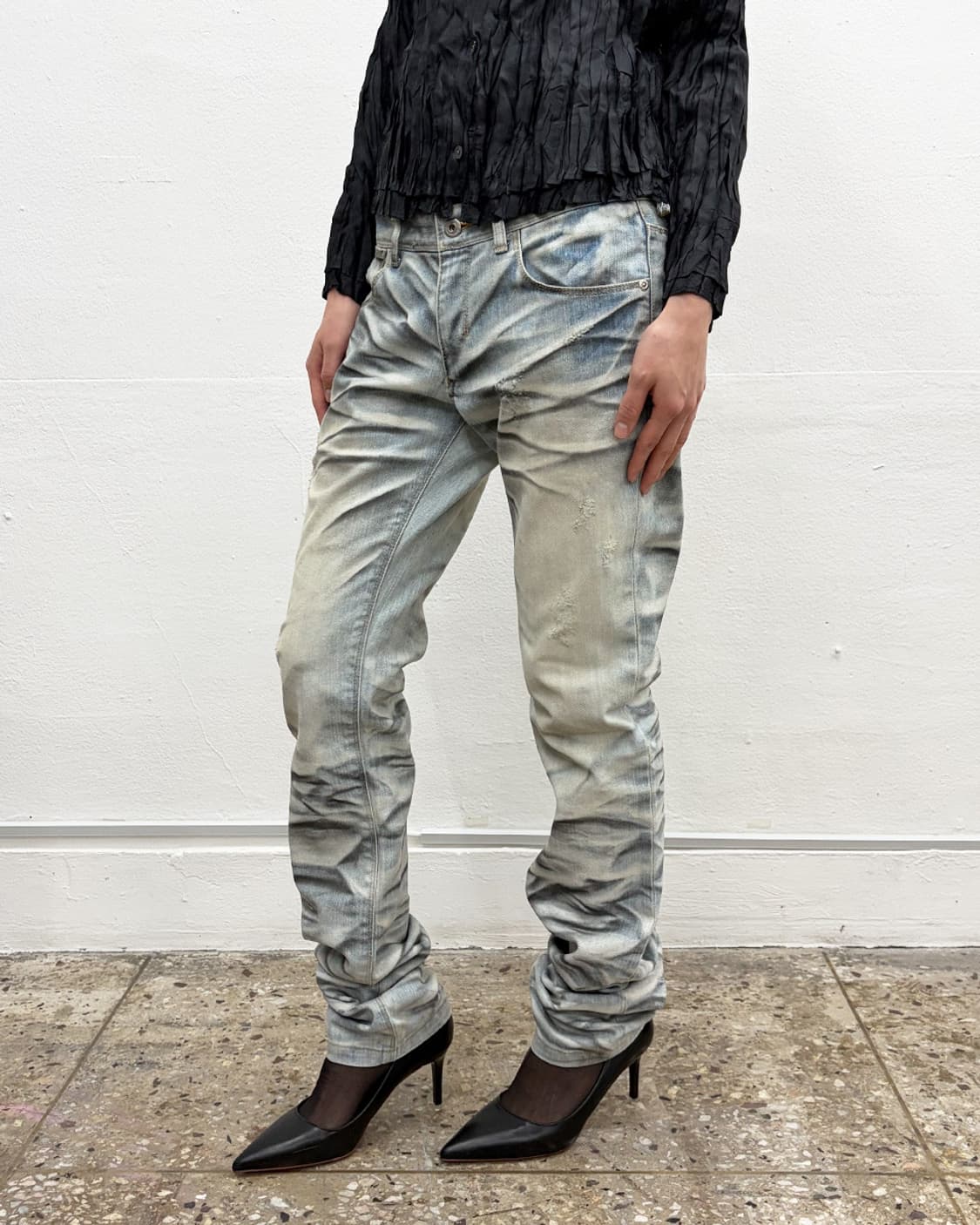 닐바렛 링클 워시 데님 팬츠 상품이미지3