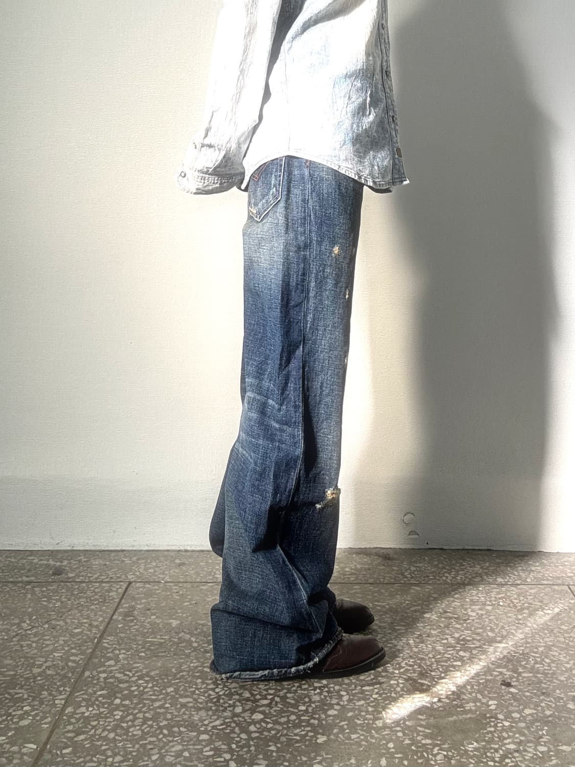 그런지 와이드 데님 팬츠 상품이미지4