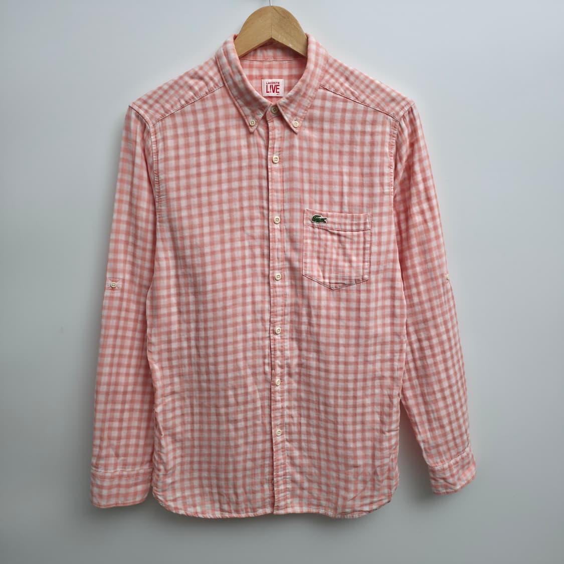 [S] 라코스테 라이브 체크 셔츠 핑크 상품이미지1