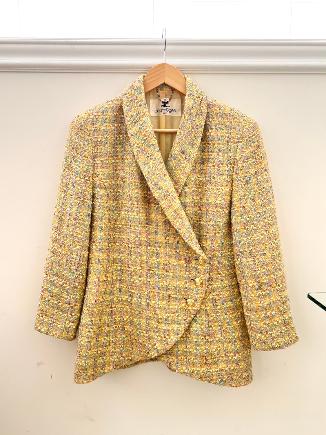 빈티지 꾸레쥬 트위드 숄카라 자켓 상품이미지2