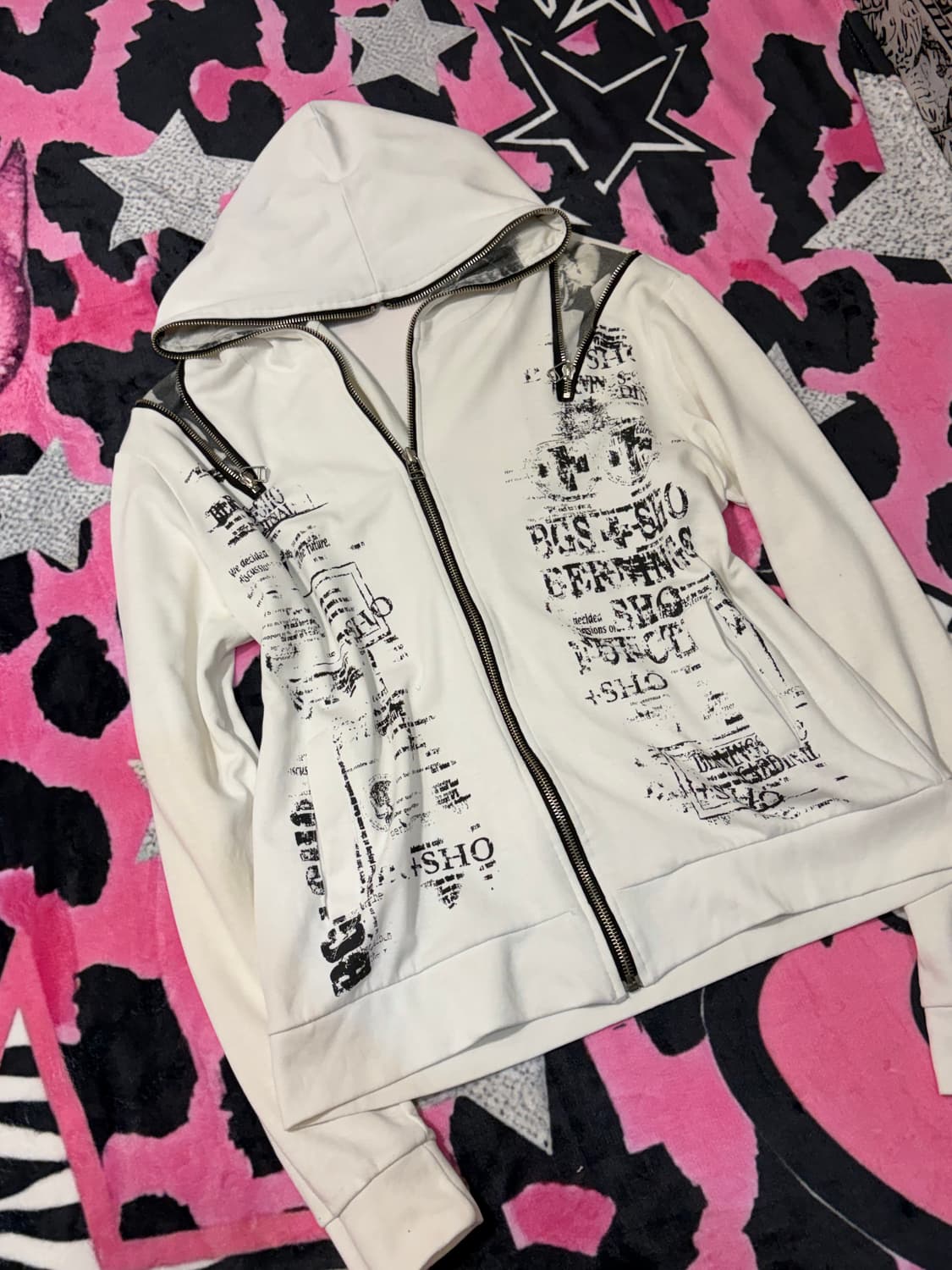 Y2K lettering zipper detail hoodie-zip 상품이미지9