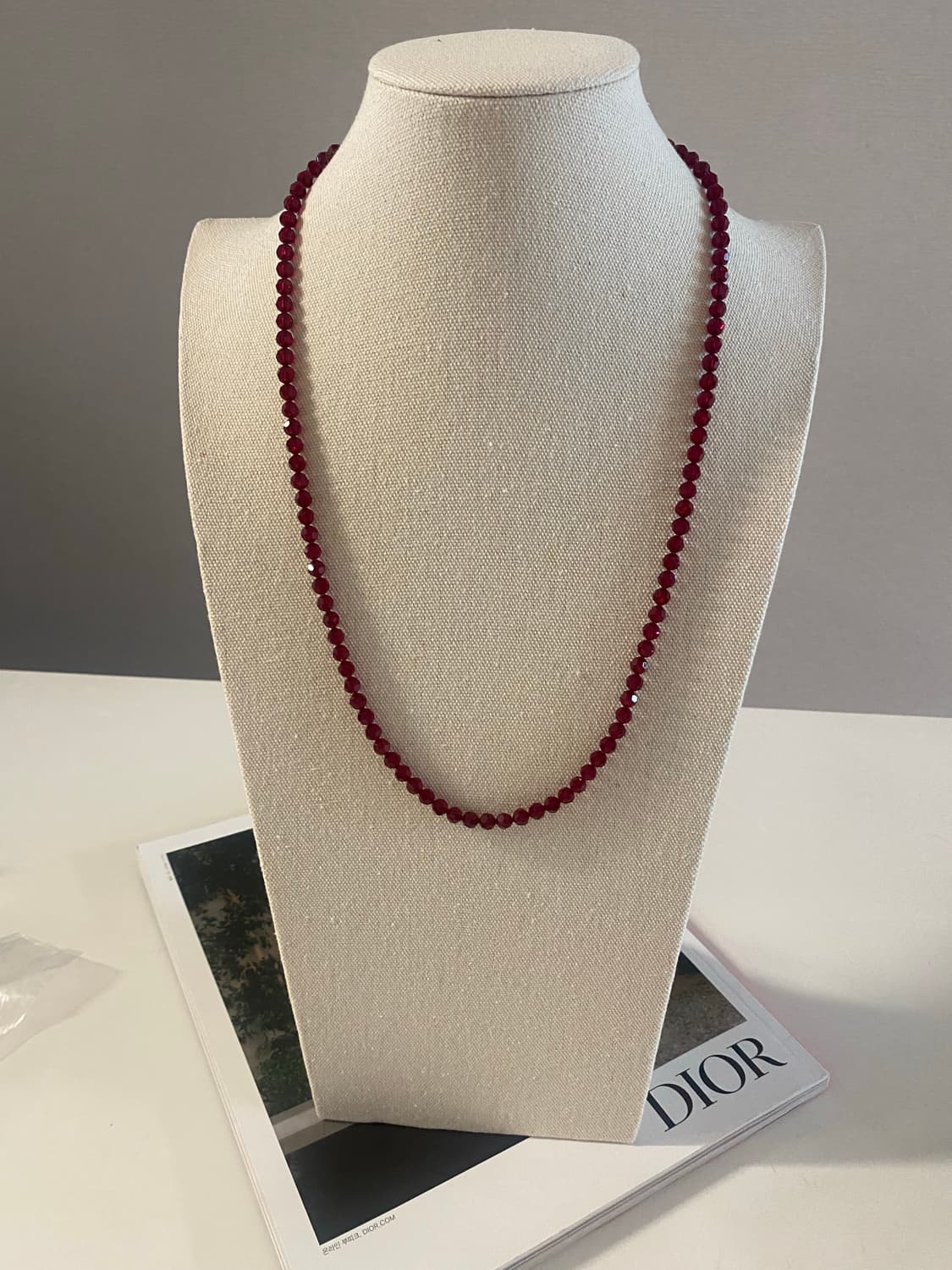 빈티지 레드 크리스탈 비즈 롱 목걸이 상품이미지1