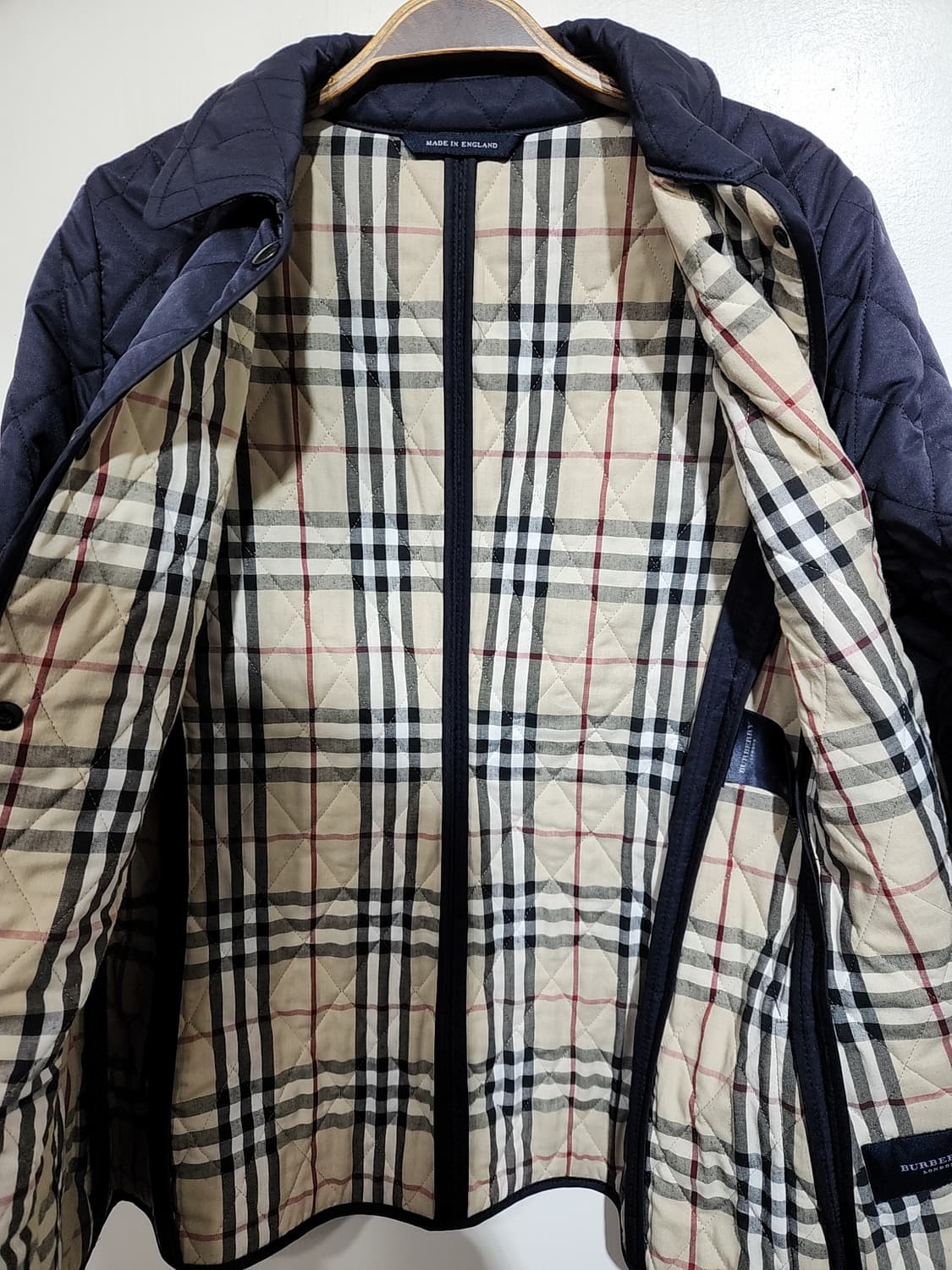 (L) 버버리 퀼팅자켓 네이비 안감 노바체크 누빔점퍼 영국판  상품이미지7