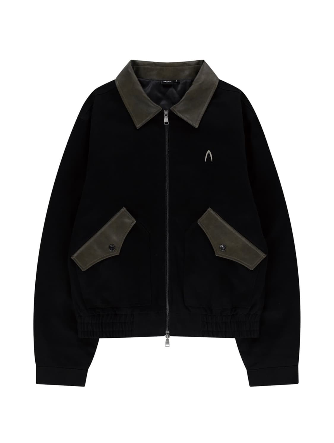 아캄 콘트라스트 레더 워크 자켓 상품이미지1