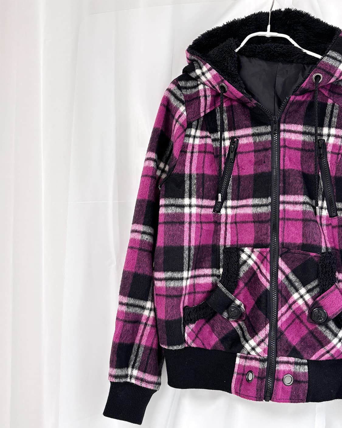 Rose Fan Fan y2k 핑크 타탄 체크 후디 점퍼 상품이미지3