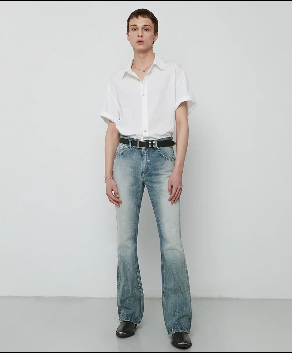 엘무드 슬래시 플레어 데님 팬츠 빈티지 블루 46 상품이미지4