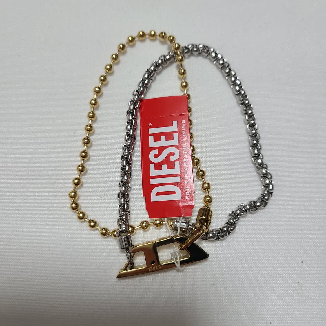 디젤 스테인리스 스틸 체인 투톤 팔찌 브레이슬릿 실버 골드 상품이미지5