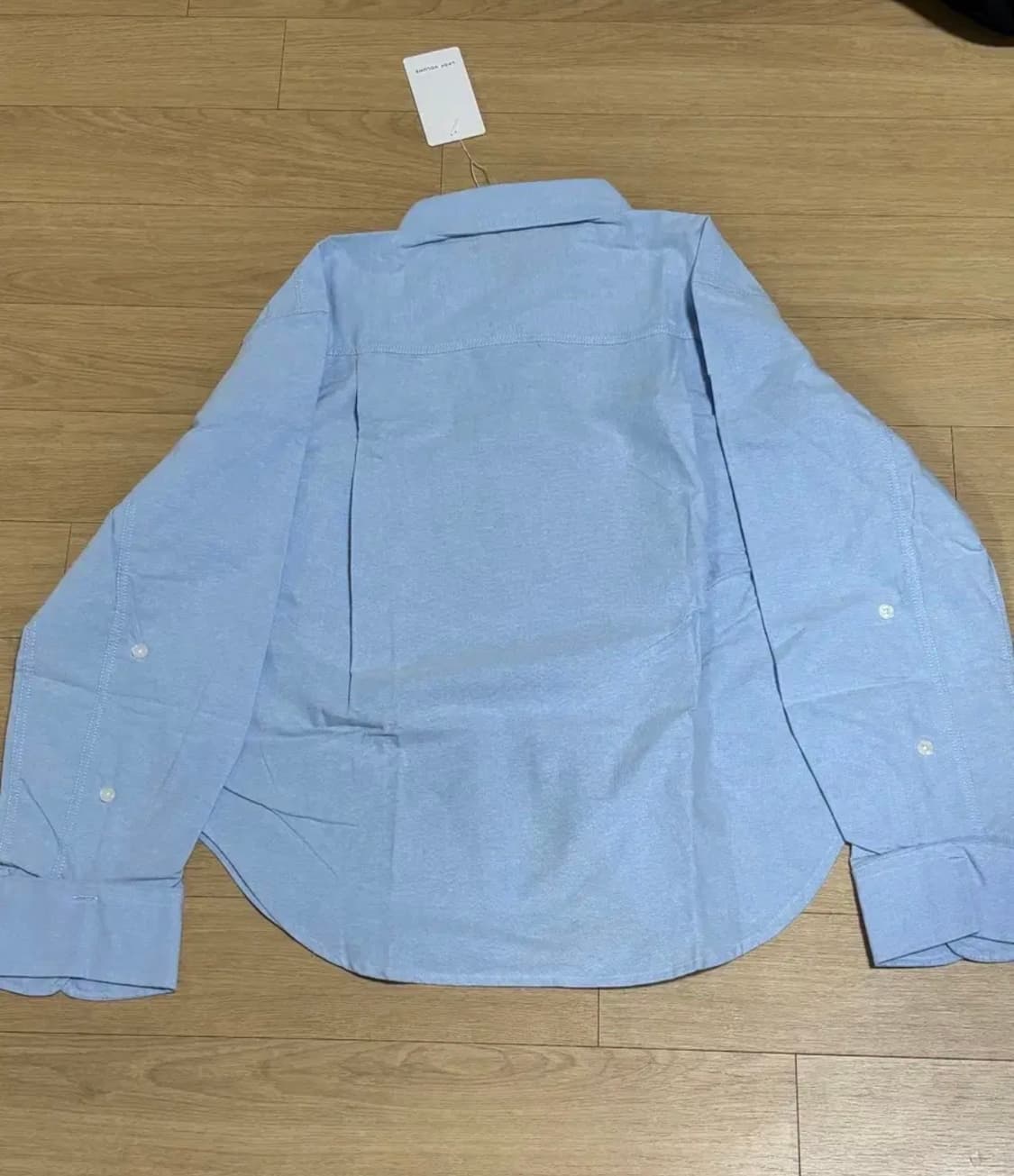 레이디 볼륨 슬리브 버튼 업 옥스포드 셔츠 라이트블루 하늘색 카라와이셔츠 상품이미지7