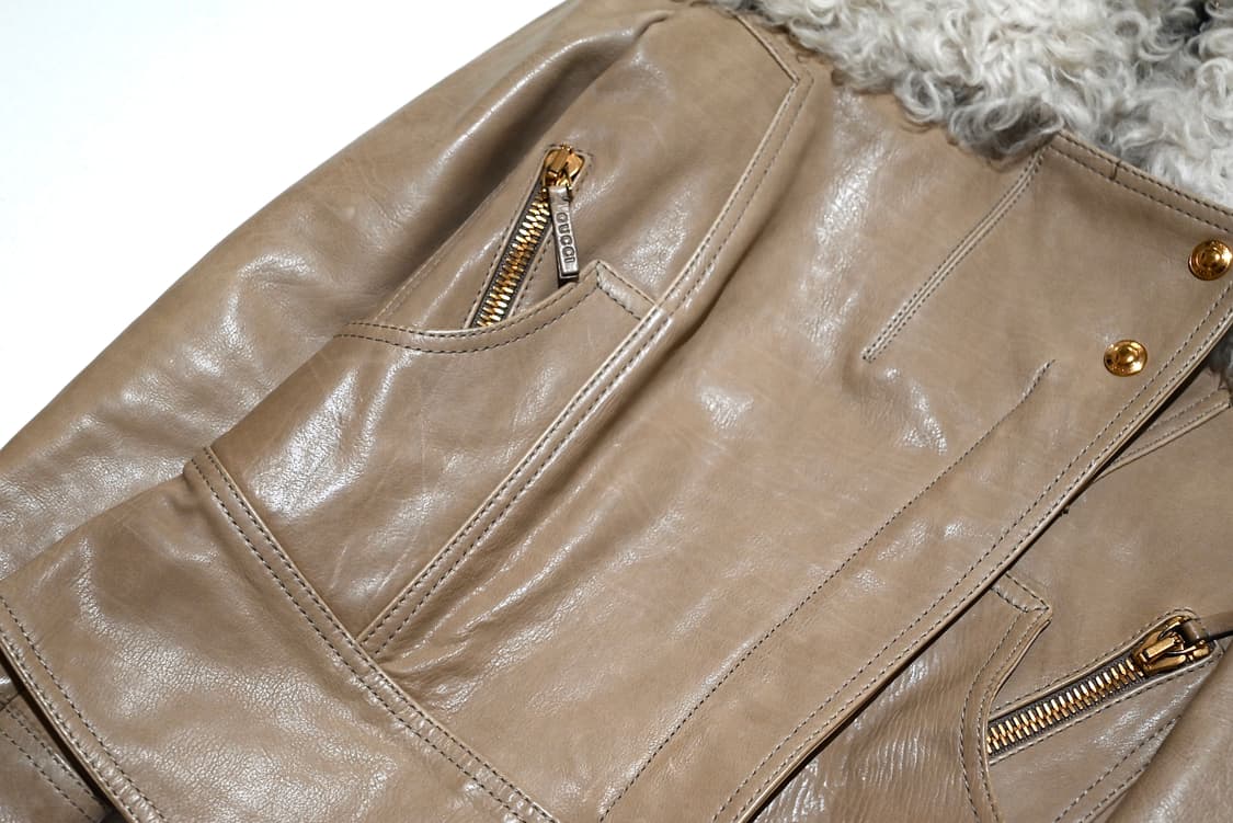 Gucci 2000s shearing leather jacket 상품이미지5
