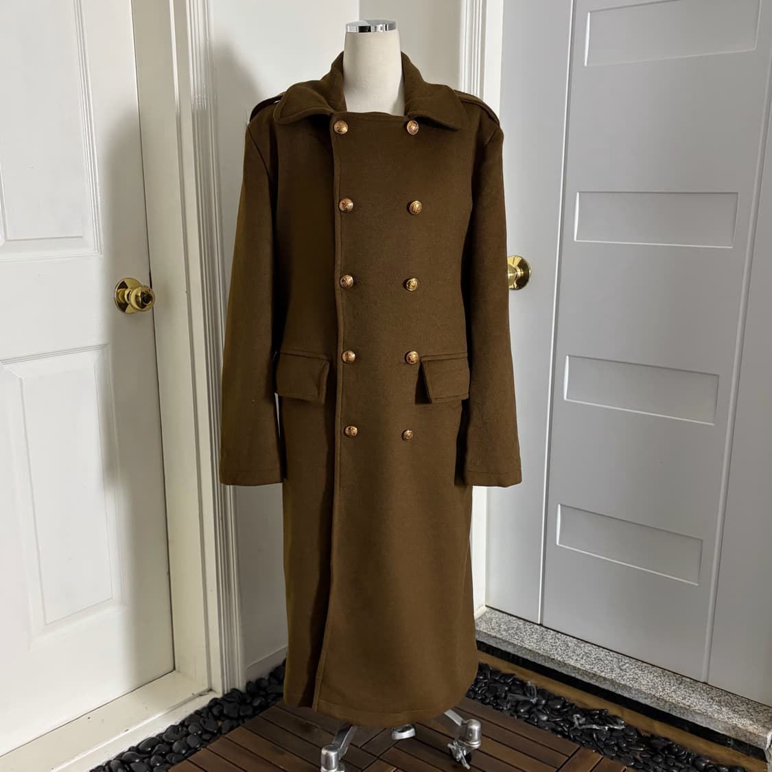 유럽맛 카멜 더블 롱코트 상품이미지4