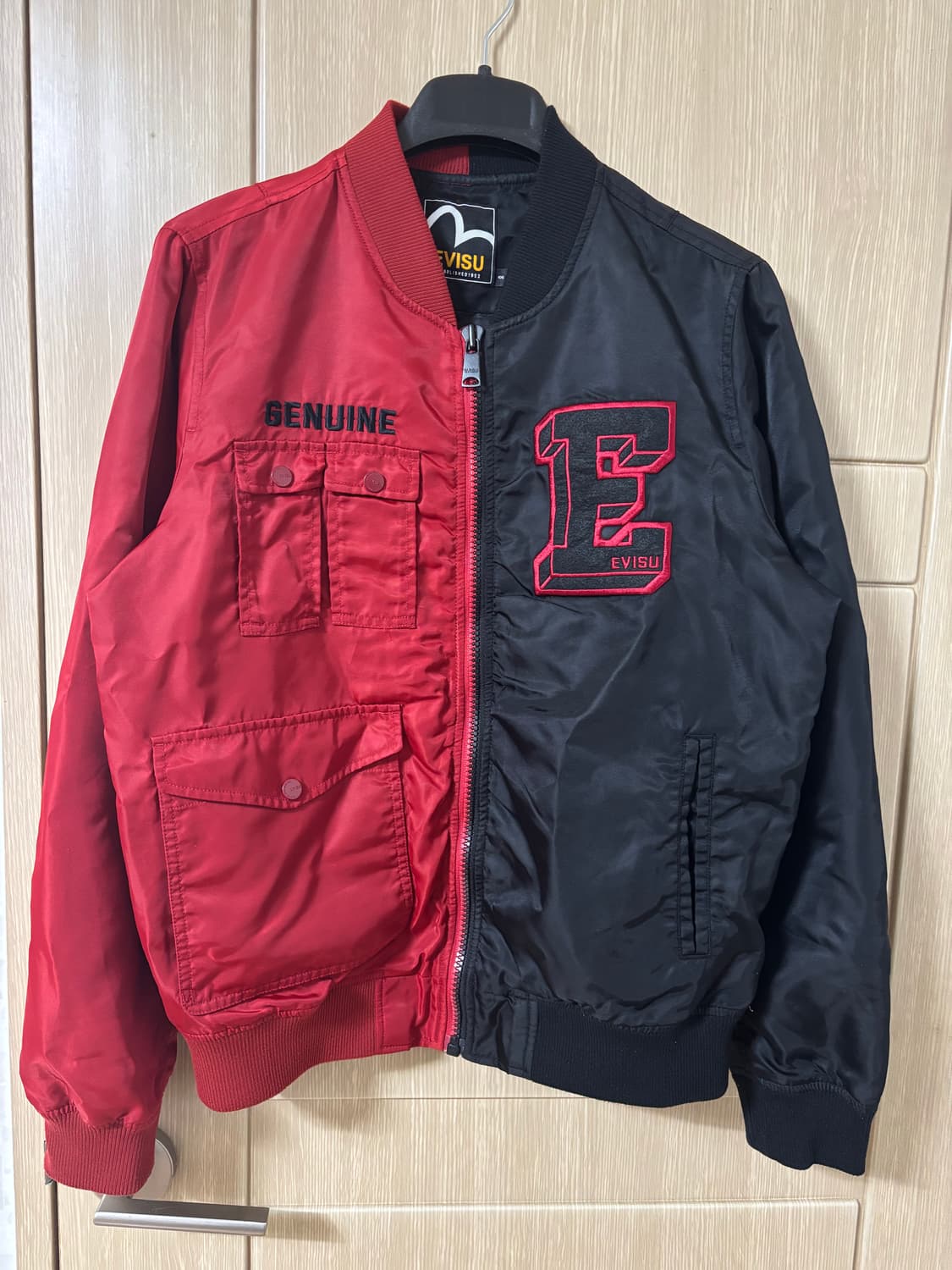 에비수 레드/블랙 봄버 자켓 상품이미지3