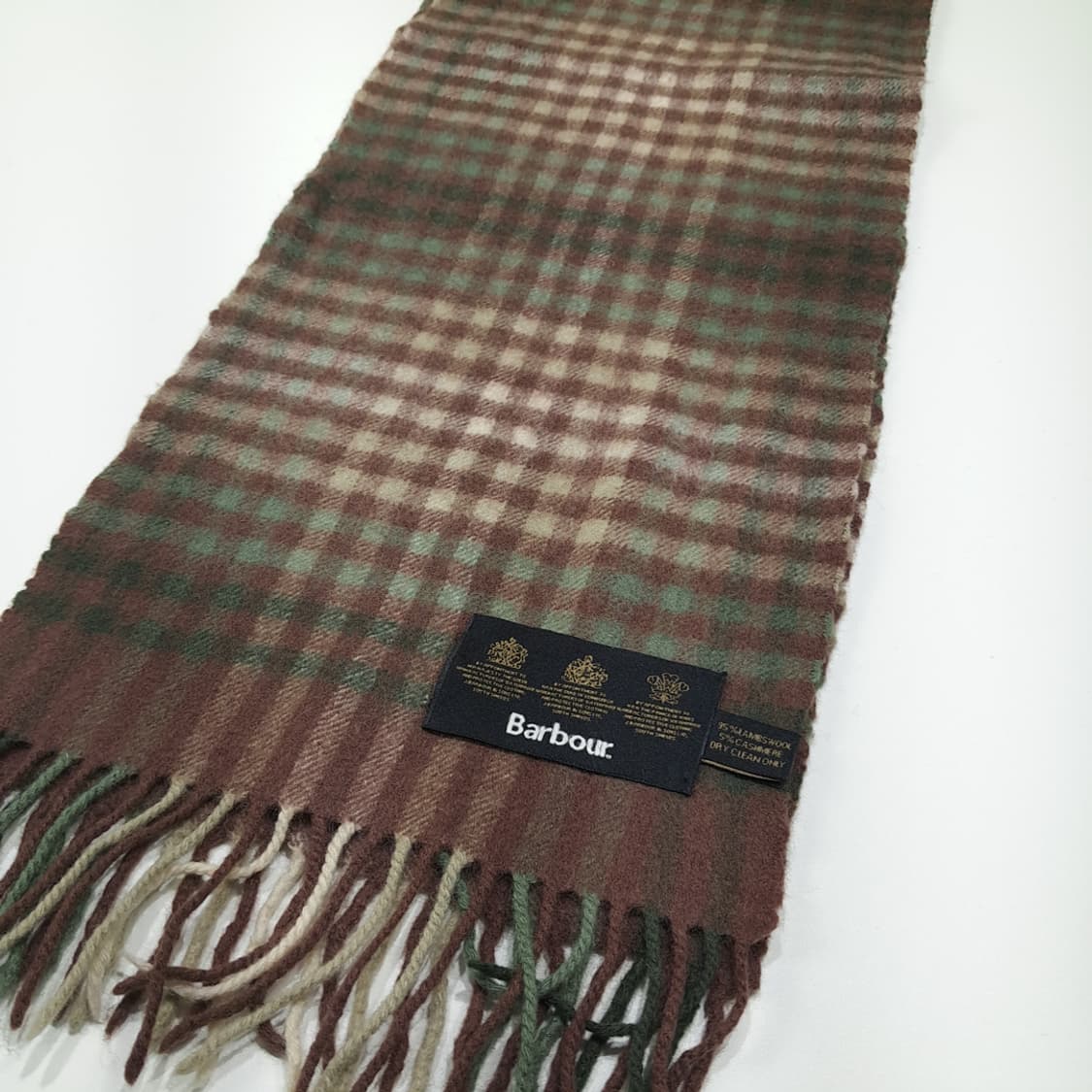 MX545 바버 90s 울캐시미어 체크 브라운 머플러 목도리 상품이미지3