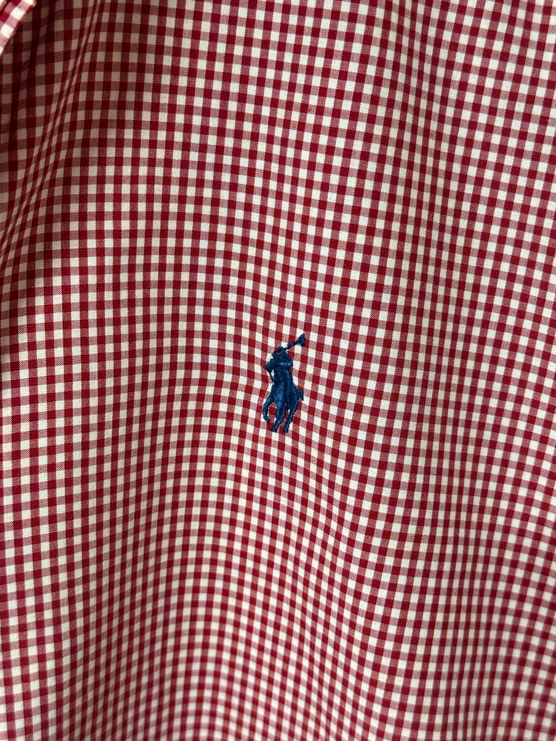 폴로 랄프로렌 레드 y2k 깅엄체크 반팔 셔츠 상품이미지5
