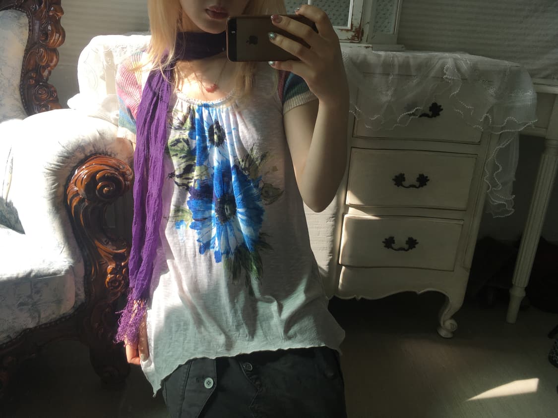 Set)액시즈팜 플라워 슬리브리스 + 하구미 반팔 상품이미지1