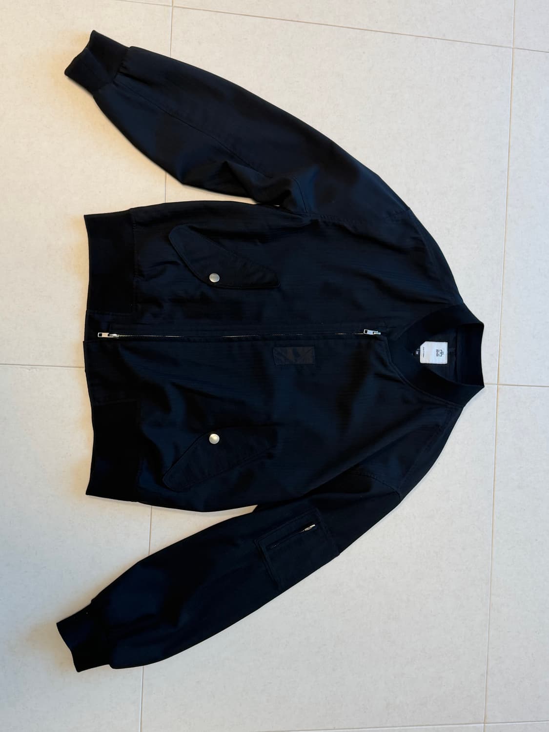 폴리테루 울 스트라이프 봄바 자켓 블랙 L(3) 상품이미지2