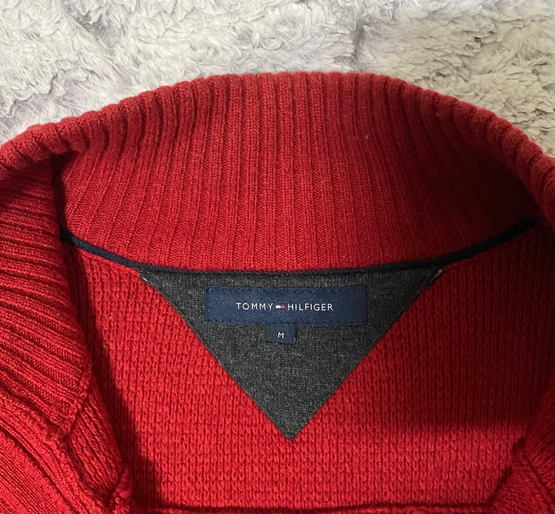 [M] 타미힐피거 짚업 가디건 레드 상품이미지2