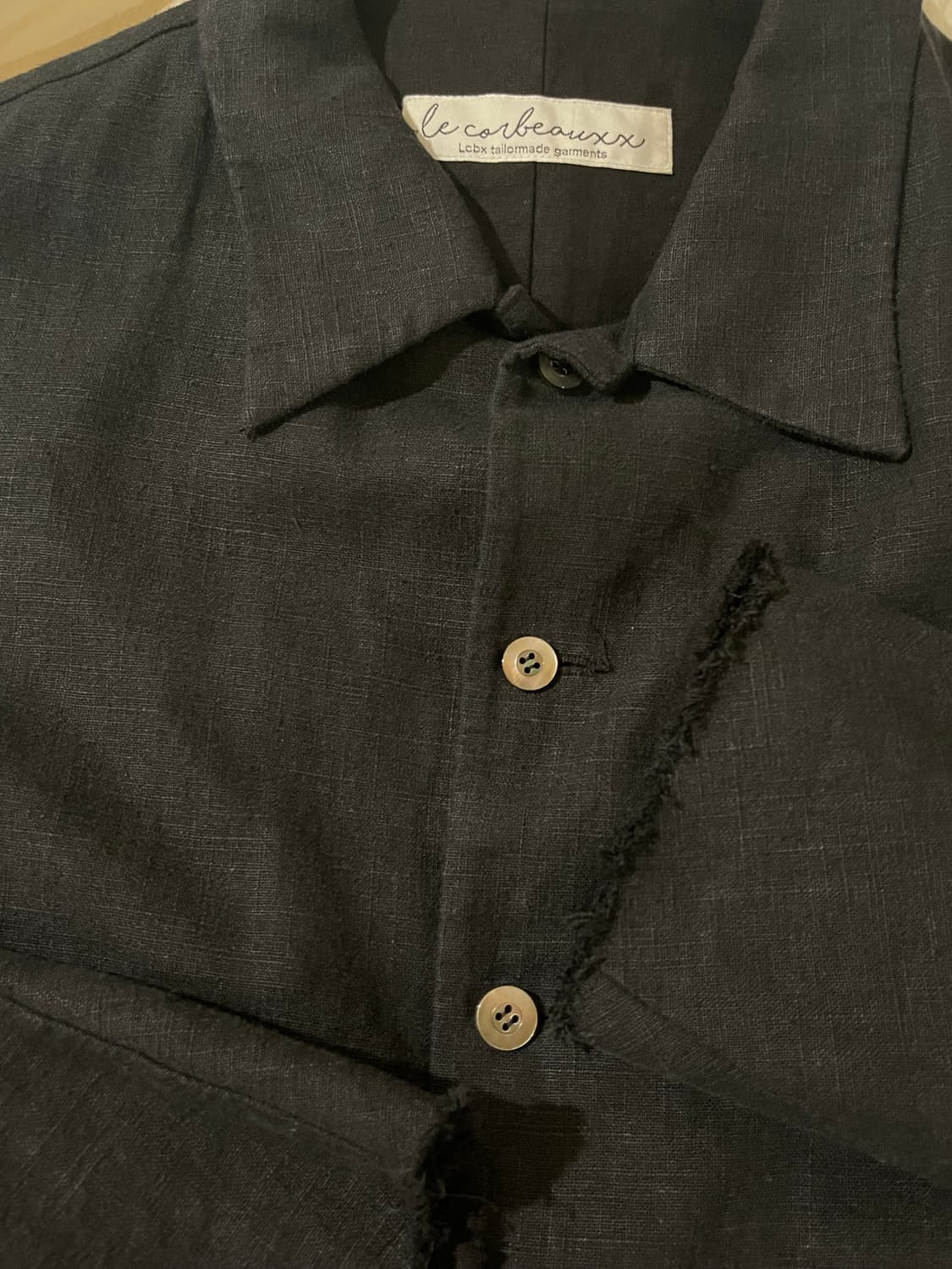 Raw Cut Linen Shirts Black (Tailor Made) 상품이미지6