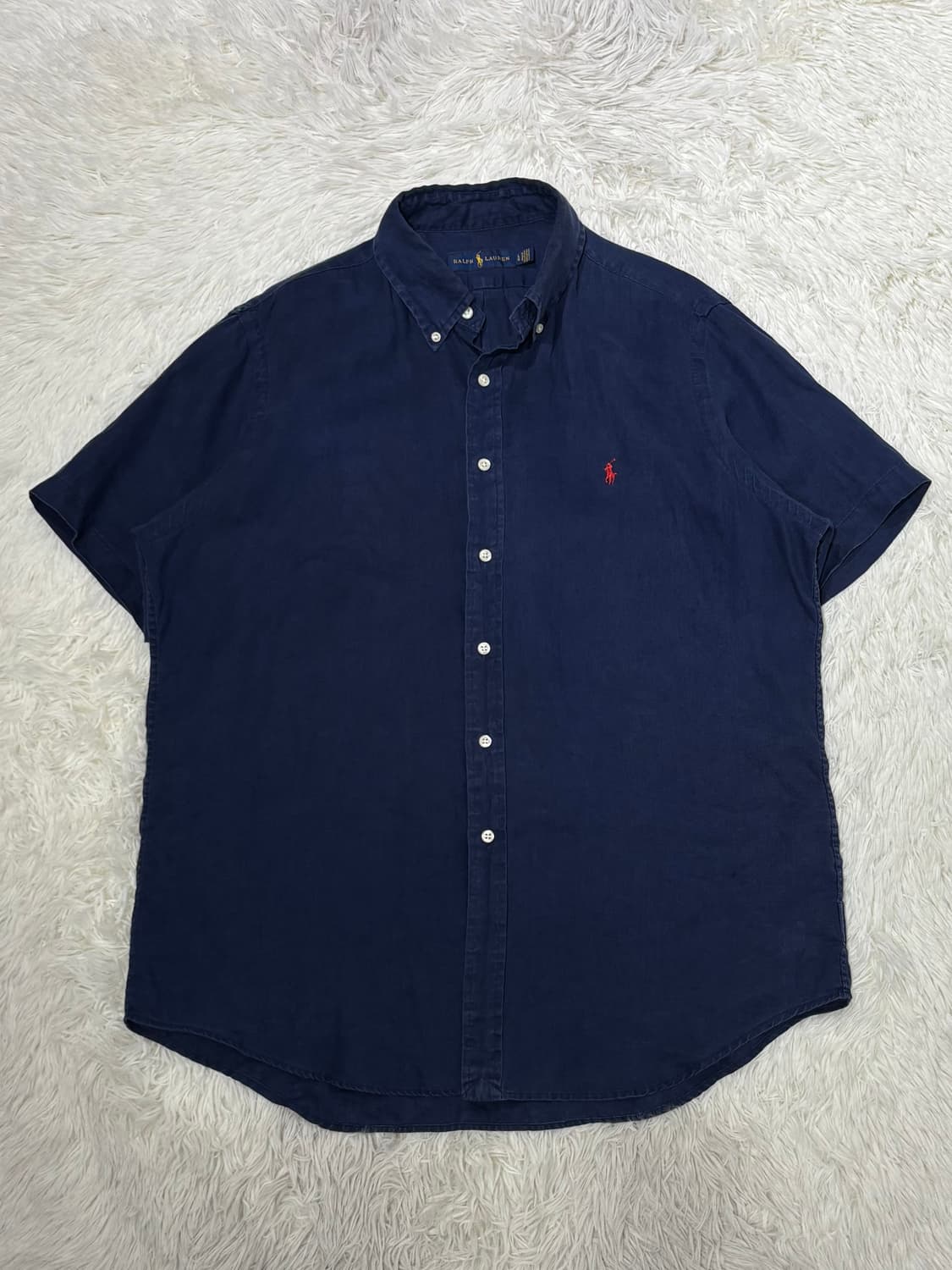 폴로랄프로렌 레드포니 네이비 린넨 반팔 셔츠 상품이미지3