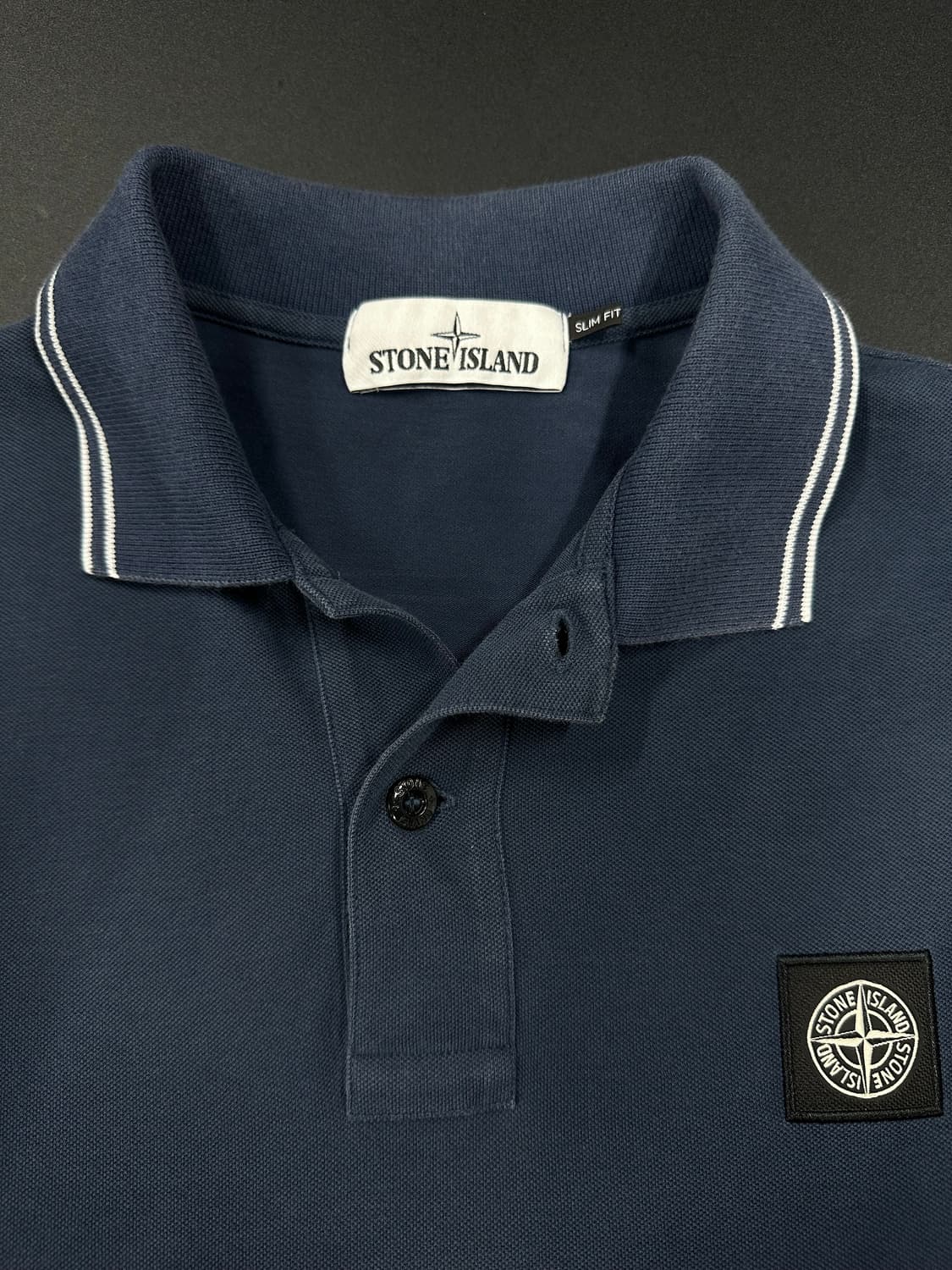 스톤아일랜드 로고 패치 카라 반팔티 블루 상품이미지4