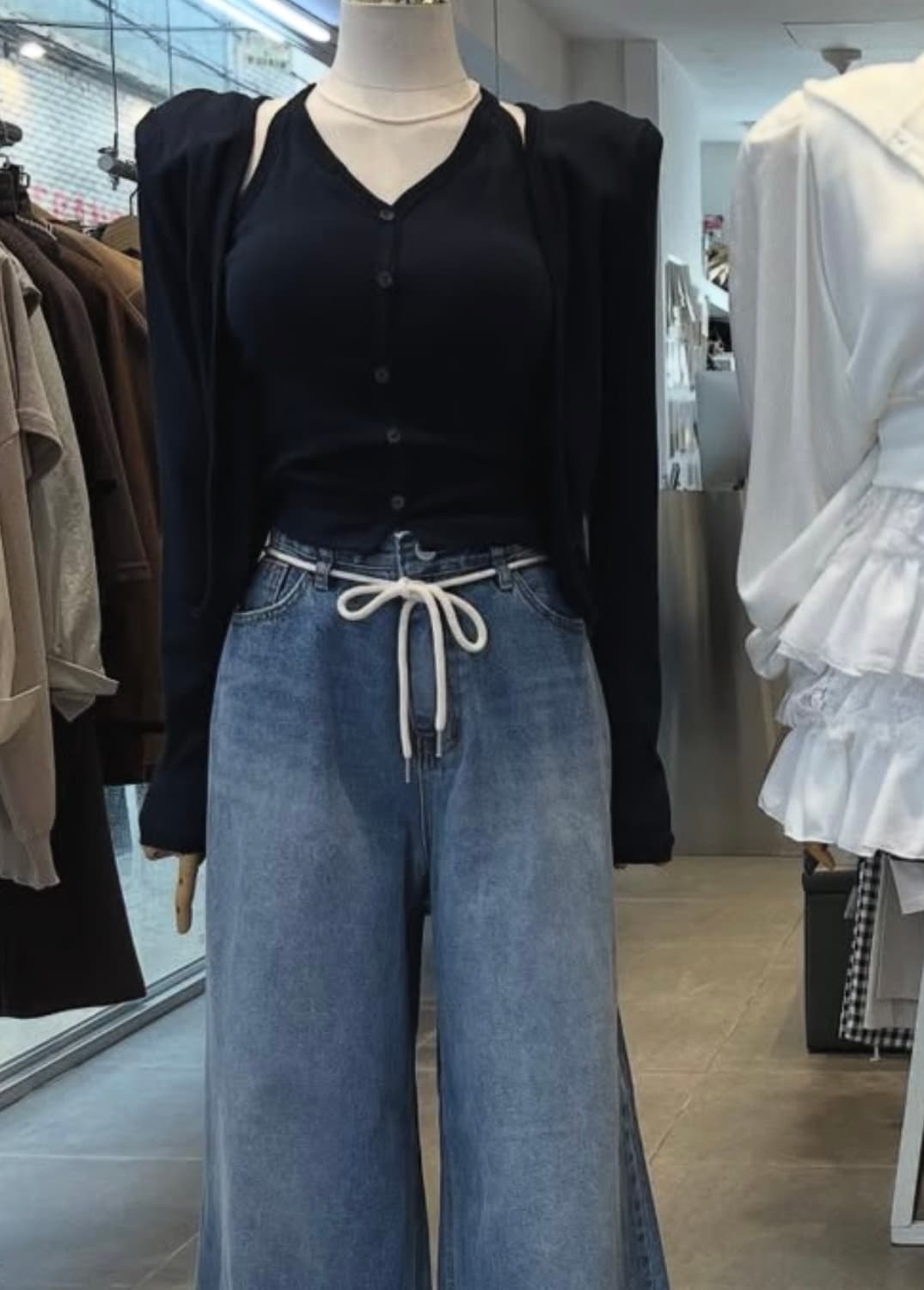 로프흑청 와이드팬츠 새싱품 상품이미지2