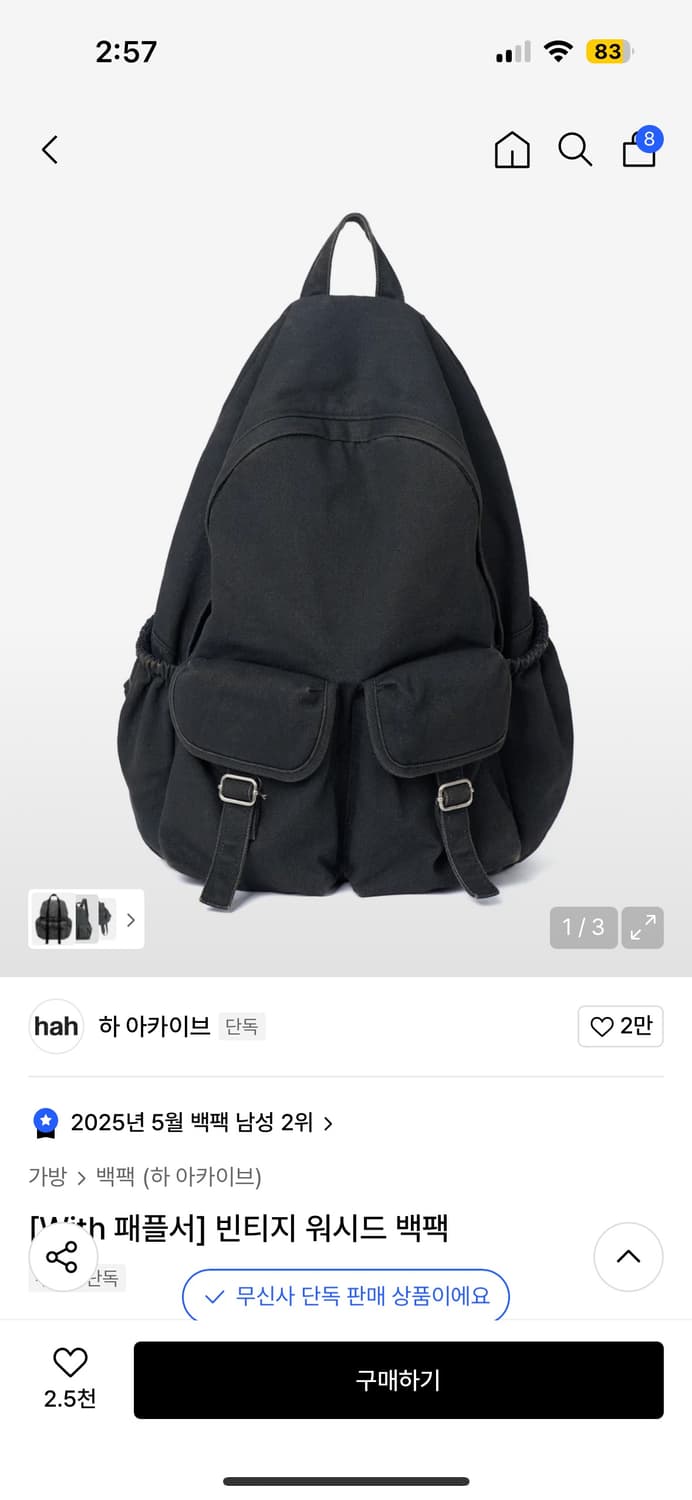 하아카이브 패플서 백팩 상품이미지1