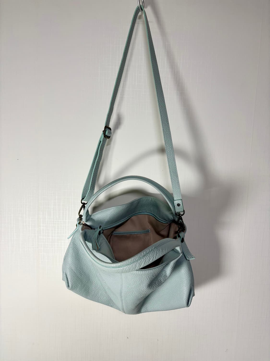 Pelletteria Veneta 빈티지 민트 티파니 블루 가죽 크로스백 상품이미지2