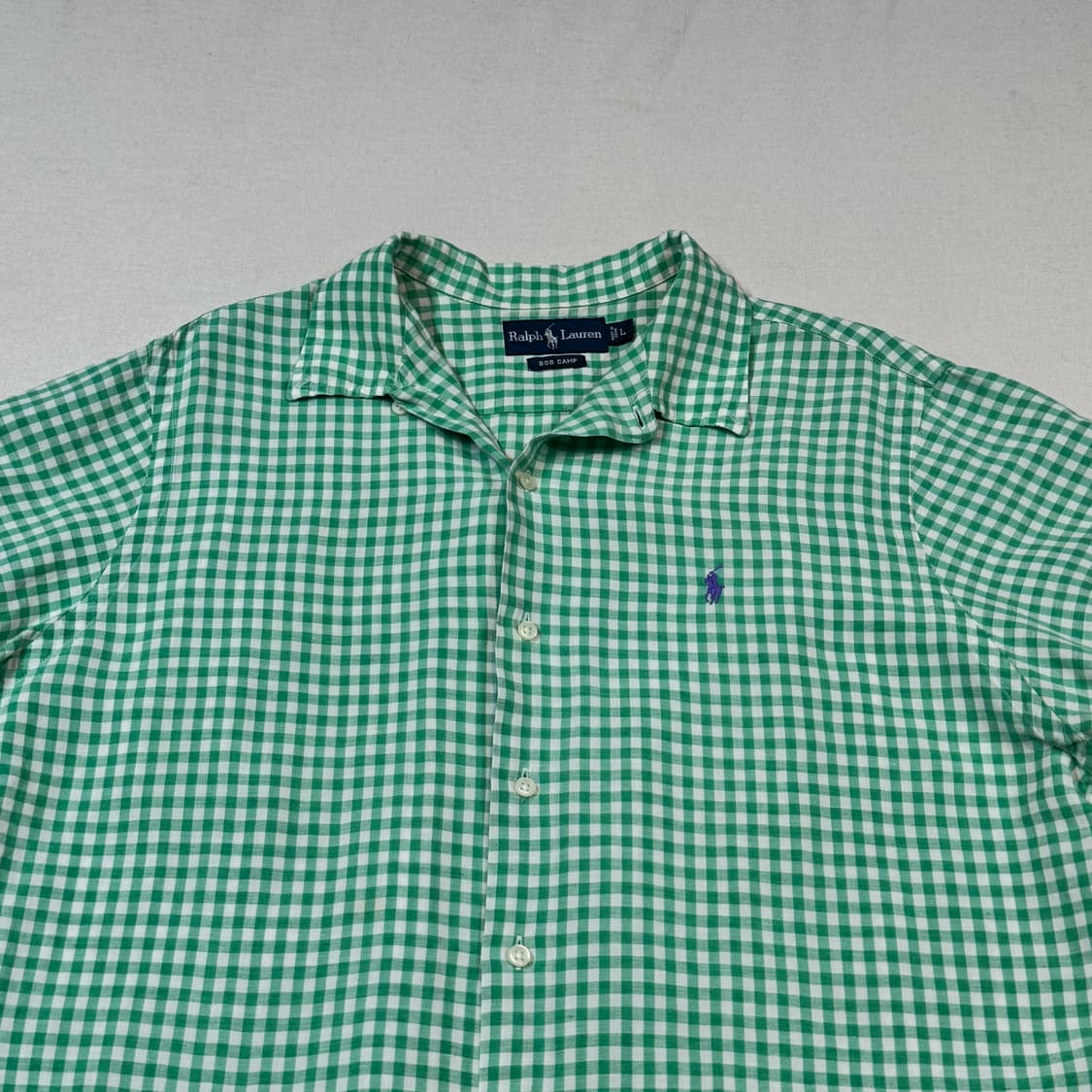 L) 폴로 랄프로렌 BOB CAMP 반팔 깅엄 체크 린넨 셔츠 상품이미지3