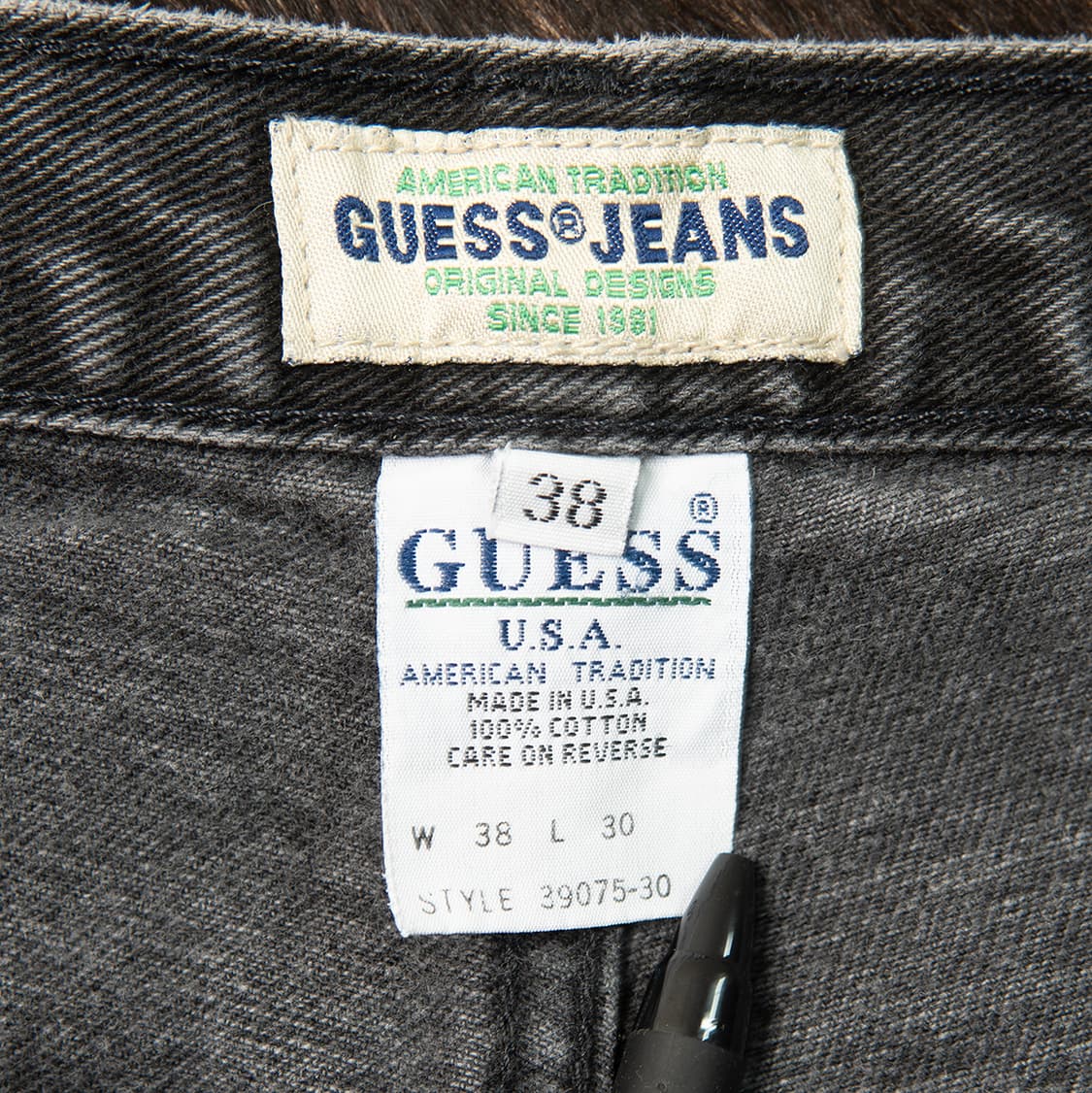 [36] 90s 게스 USA 메이드 릴렉스드 테이퍼드 데님팬츠 그레이  상품이미지9