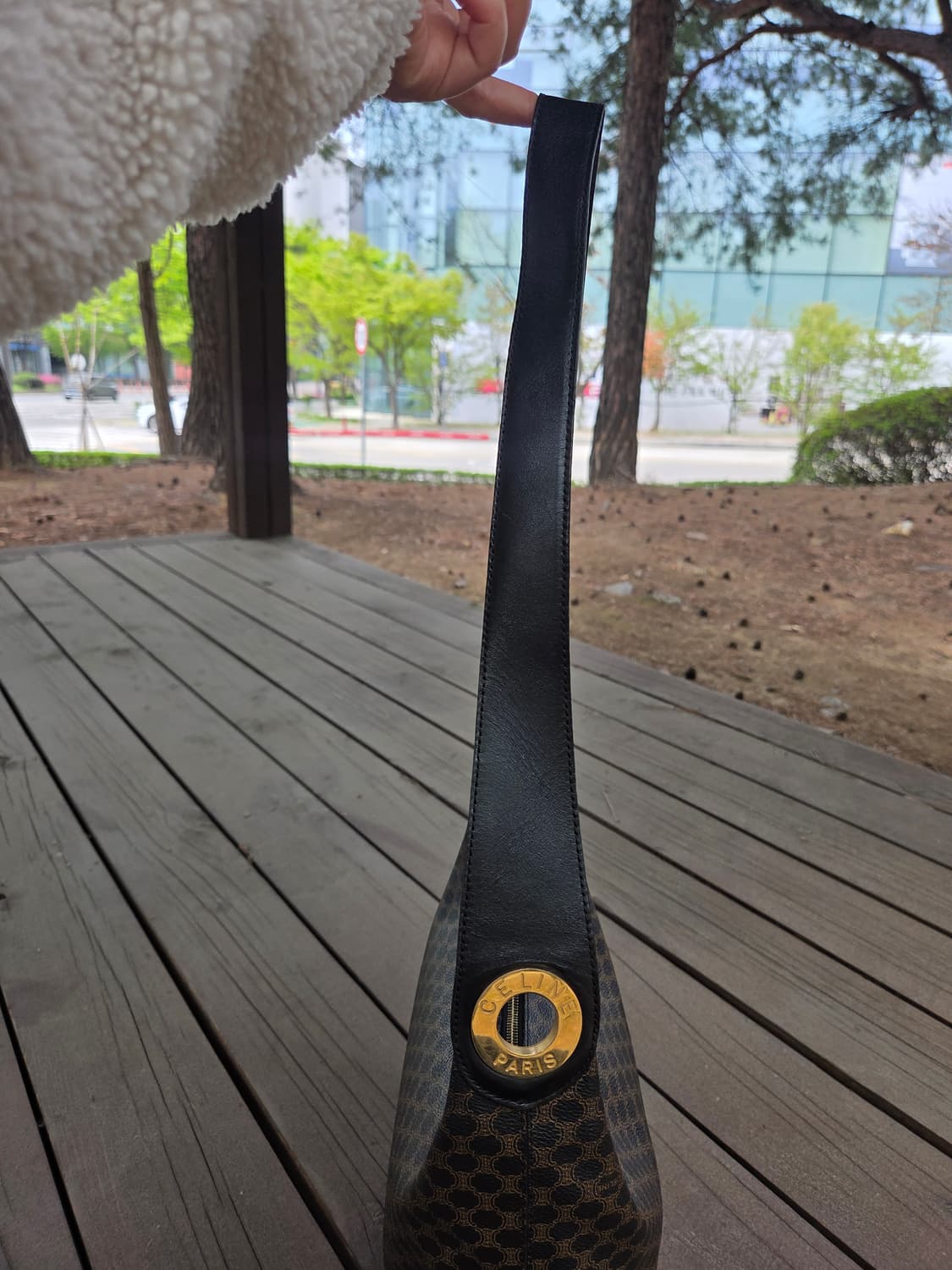 올드 셀린느 블랙 마카담 링 크로스 / 숄더 백 상품이미지3