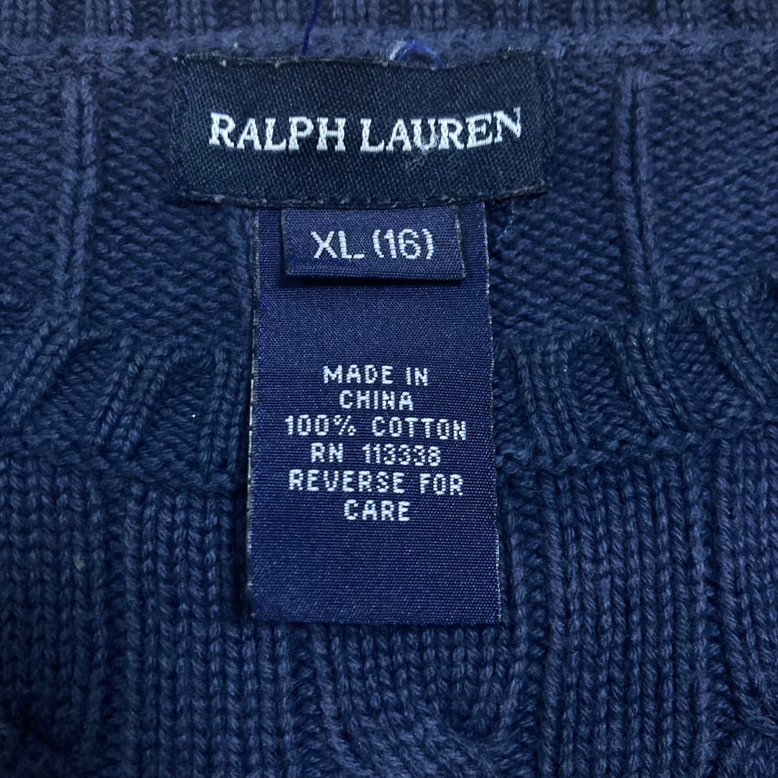 폴로 랄프로렌 스몰 포니 로고 네이비 꽈배기 니트 상품이미지3