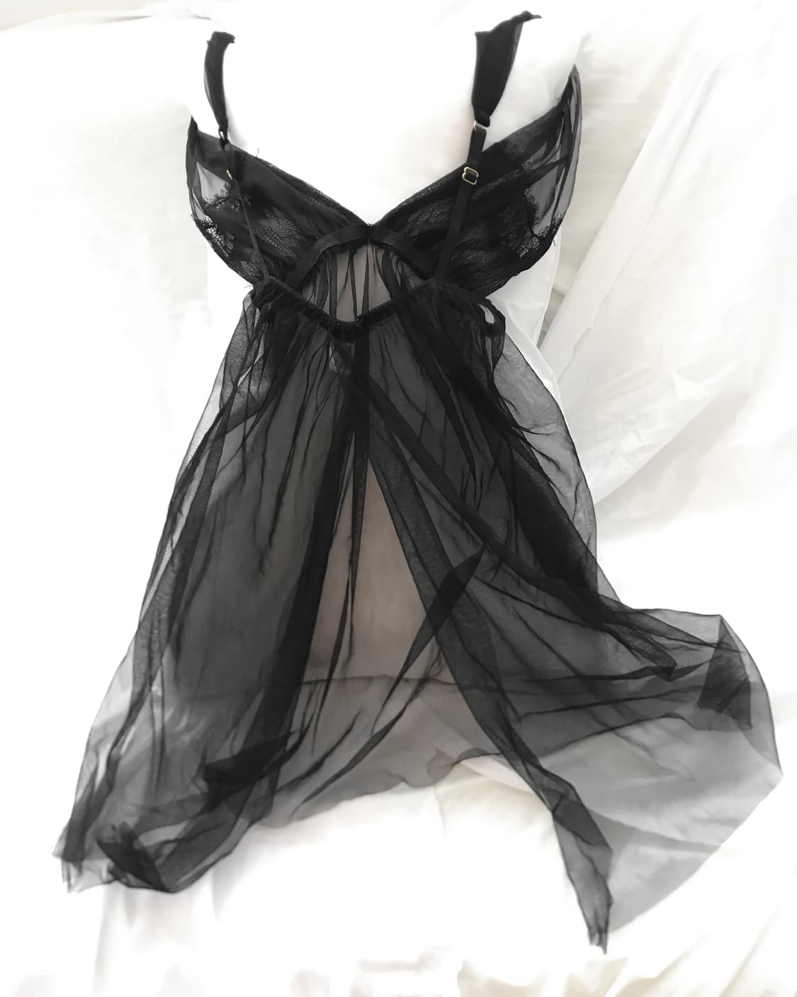 Chiffon see-throgh back cut-out onepiece 상품이미지2
