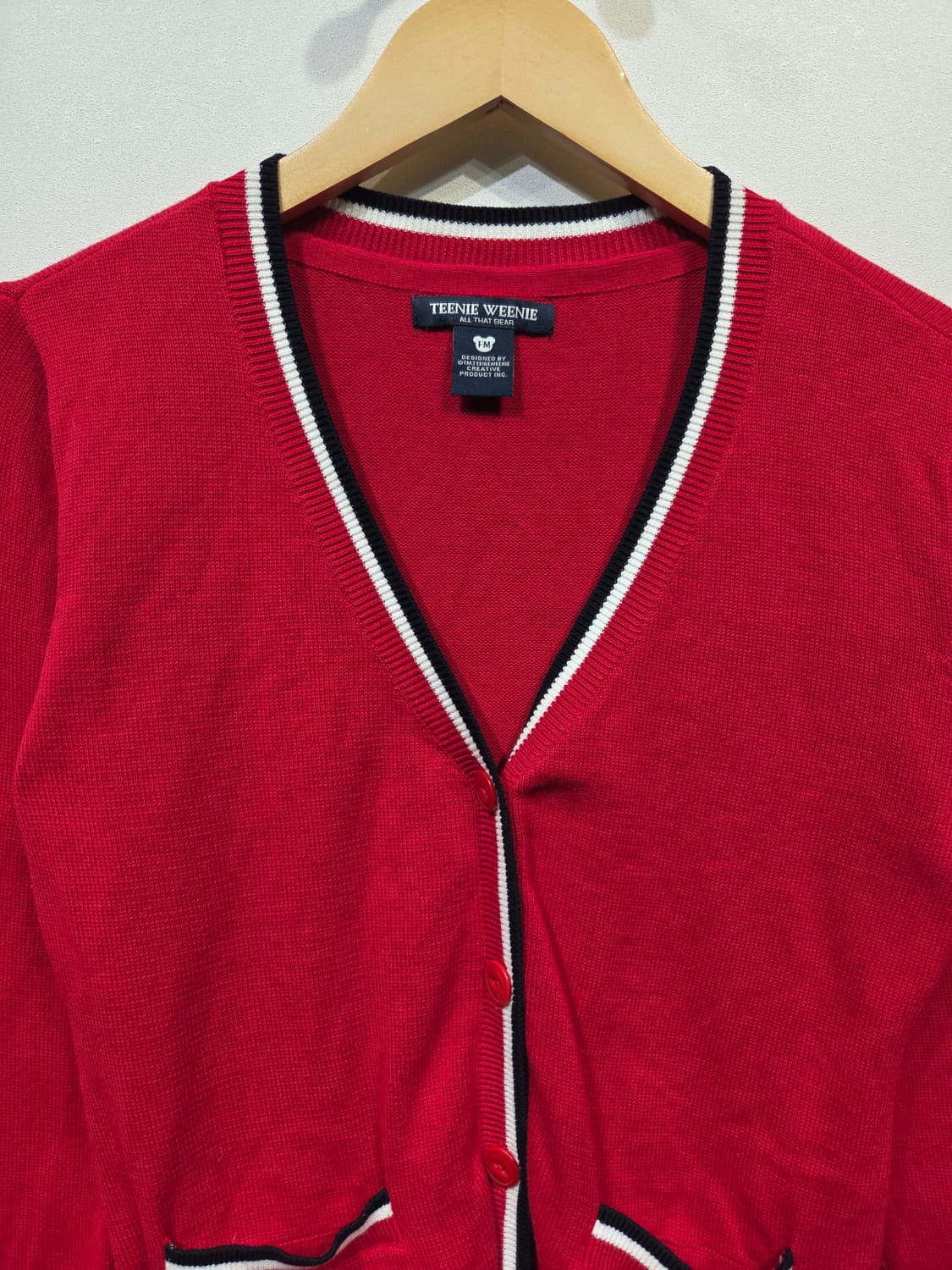 티니위니 브이넥 배색 니트 가디건 상품이미지3