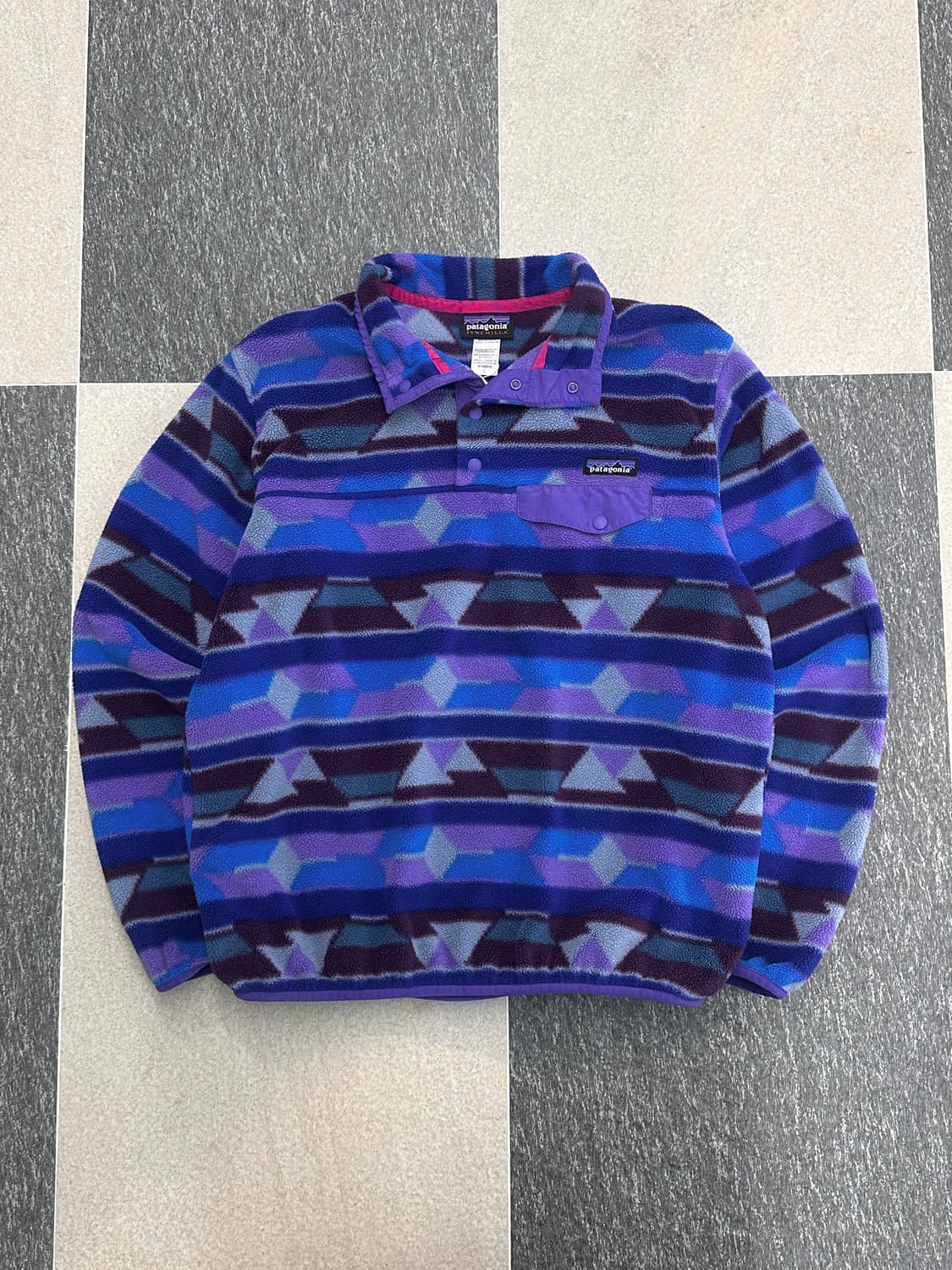 파타고니아 신칠라 블루 패턴 스냅 플리스 상품이미지6