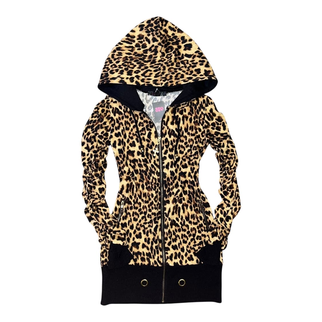 십자참 호피 팔셔링 후드롱집업 갸루y2k펑크 상품이미지1