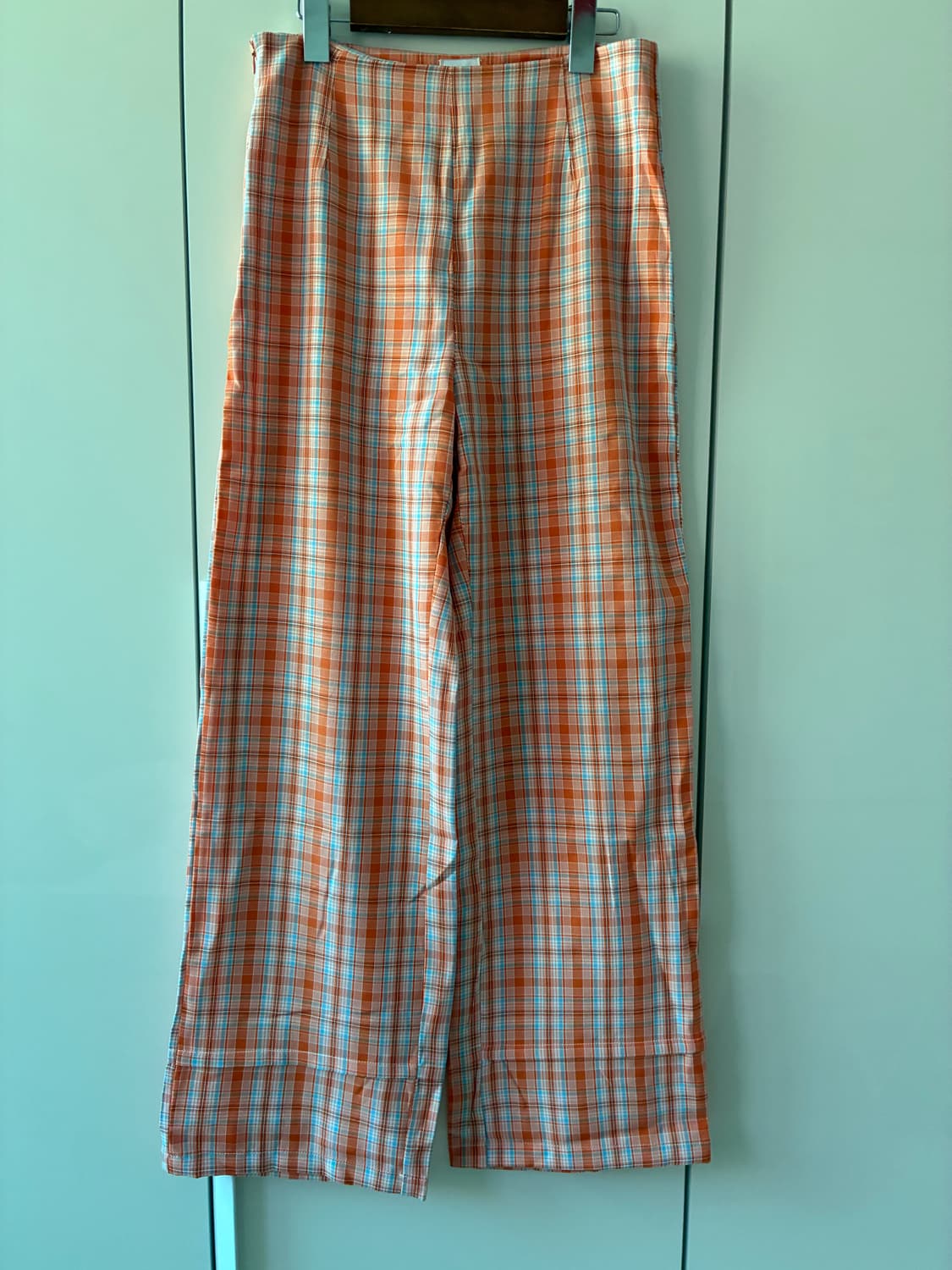 [프린세스폴리] Euros Pants 오렌지 체크 택없는 새제품 상품이미지1