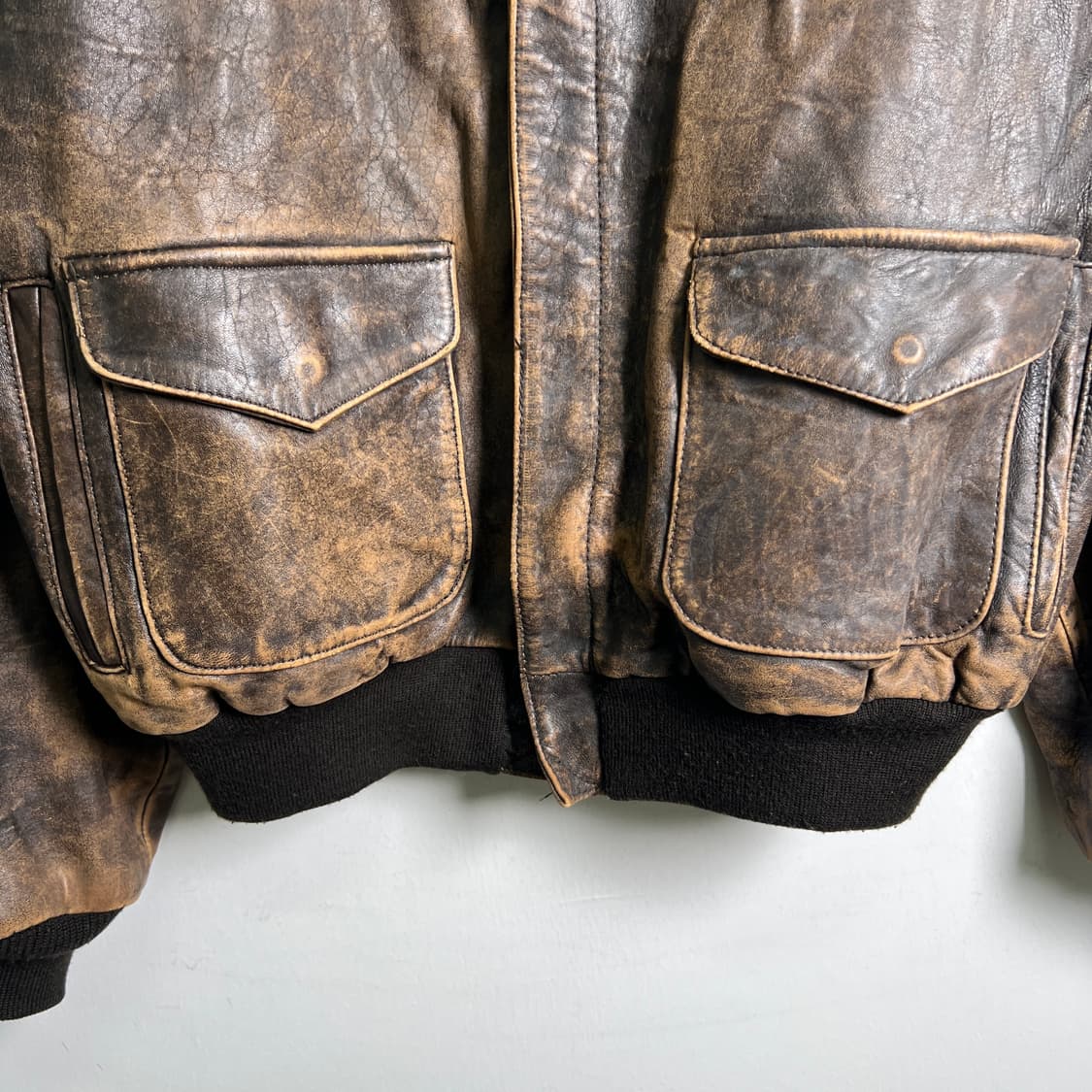 90's 아비렉스 A-2 플라이트 레더 봄버 자켓 38 상품이미지5