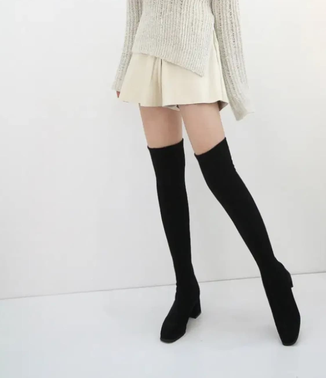 슈즈공작소 리얼 스판핏 스웨이드 스판부츠 5cm 상품이미지1