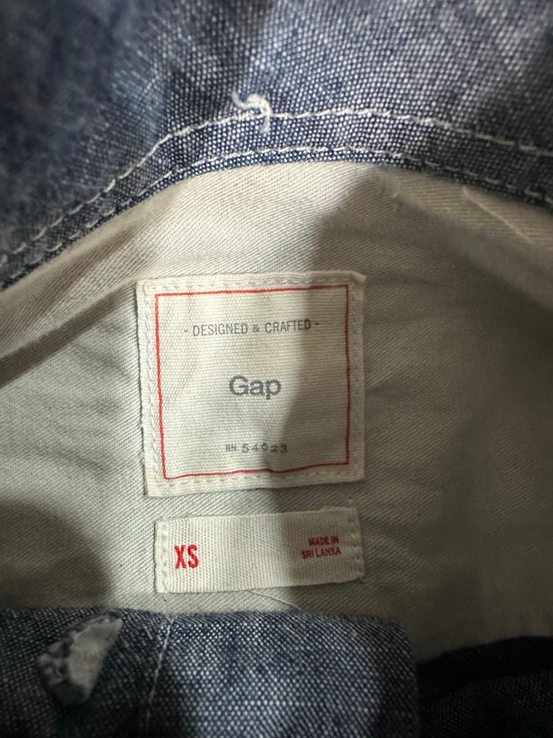 갭 GAP 샴브레이 버튼다운 반팔 셔츠 실측S 새상품 상품이미지4